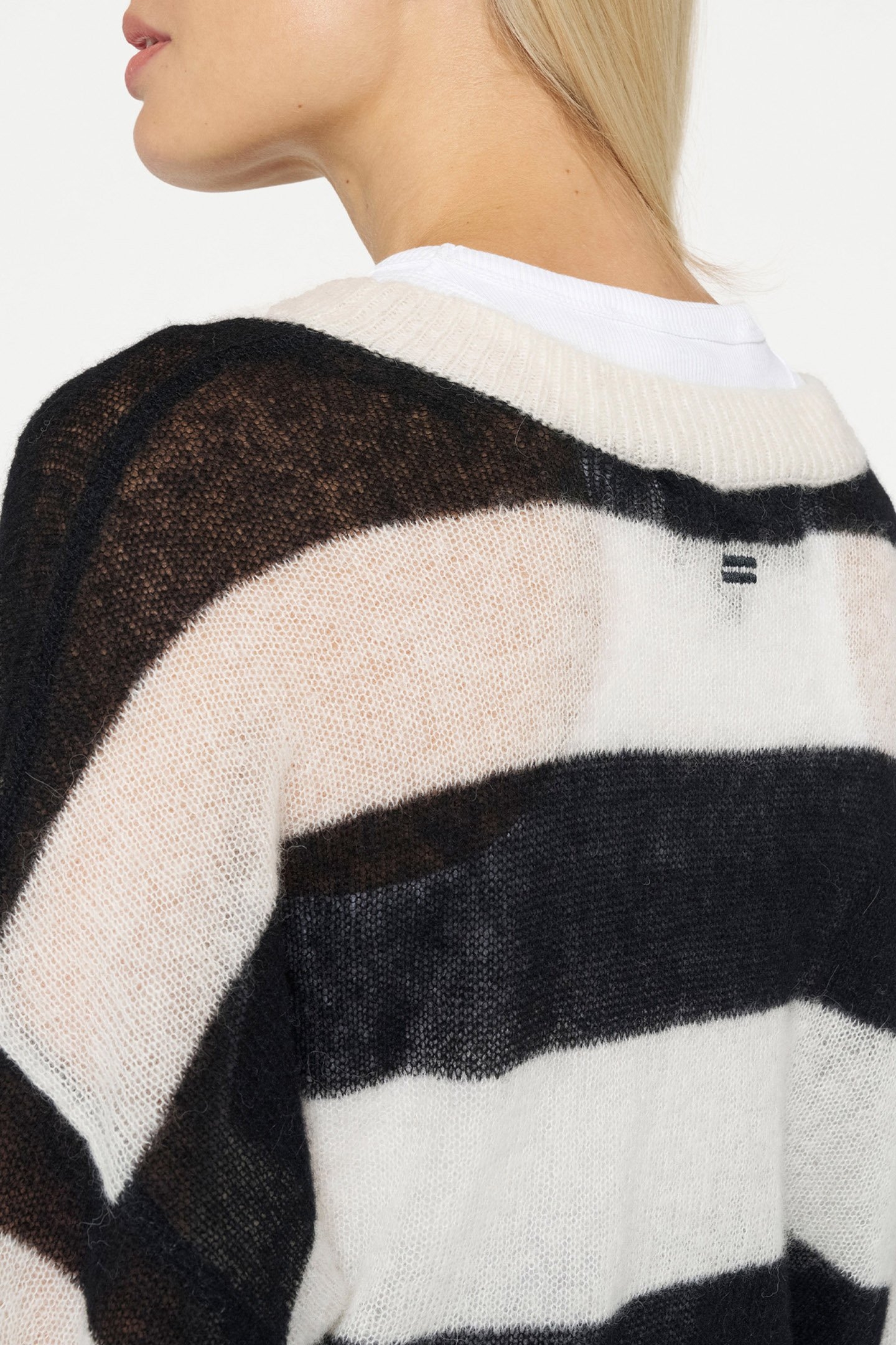 THIN KNIT SWEATER BLOCK STRIPE ECRU/BLACK 5