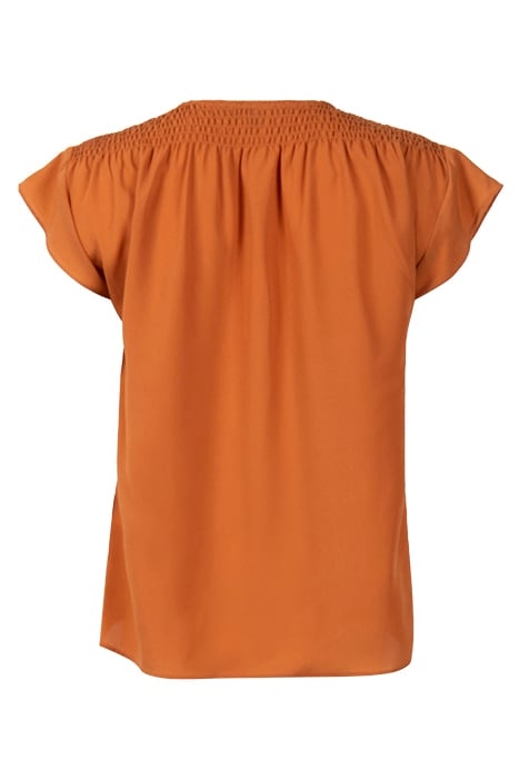 CREPE LIGHT V NK SHOULDER TOP BROWN 2