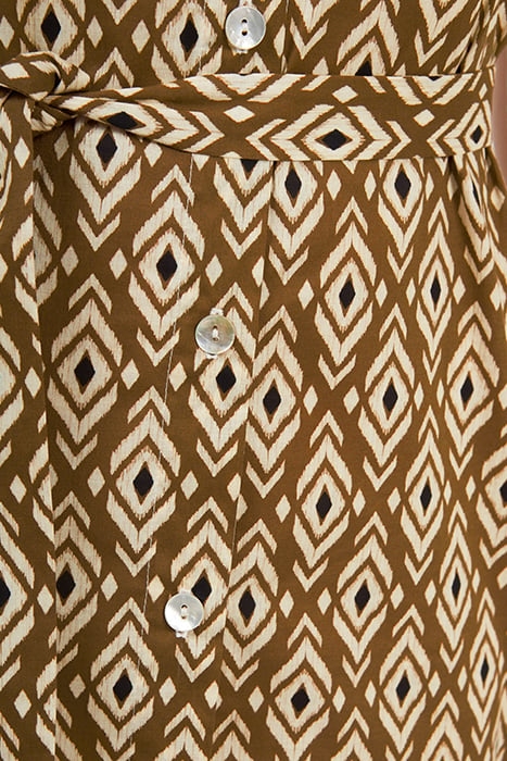BEIGE SHIRT DRESS WITH ETHNIC BOHO PRINT 8