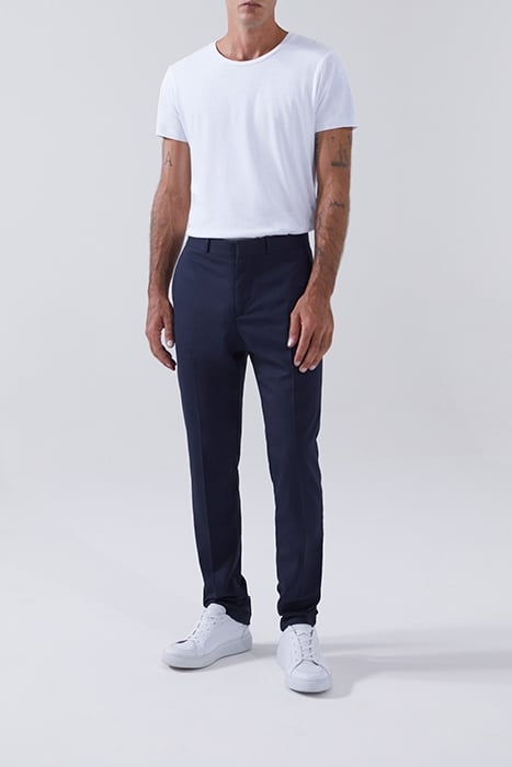 NAVY SEERSUCKER SLIM SUIT TROUSERS 3