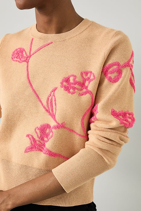 HENRIETTA FLORAL KNITTED SWEATER CAMEL 5