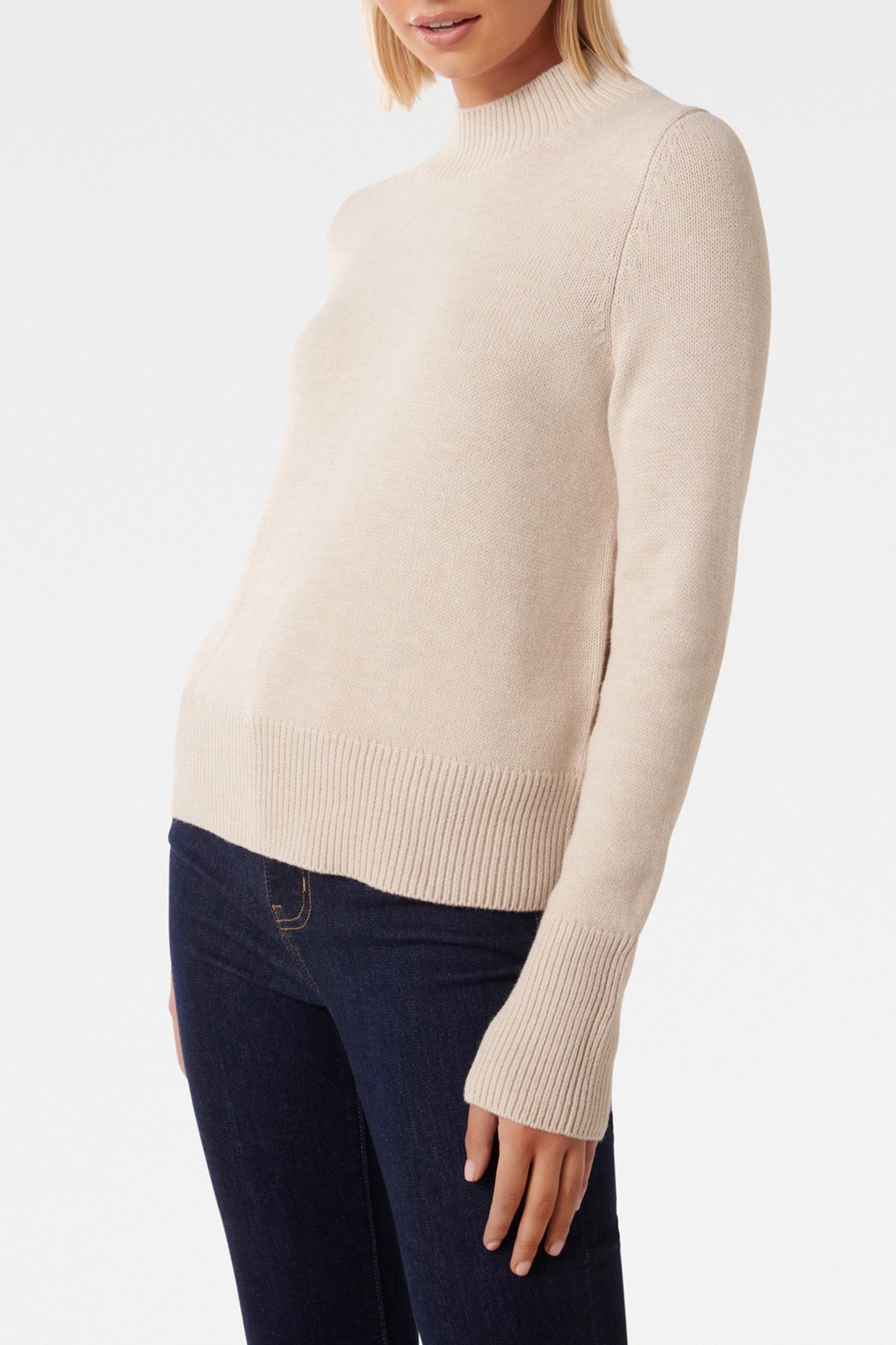 POPPY STAND NECK JUMPER OATMEAL 5