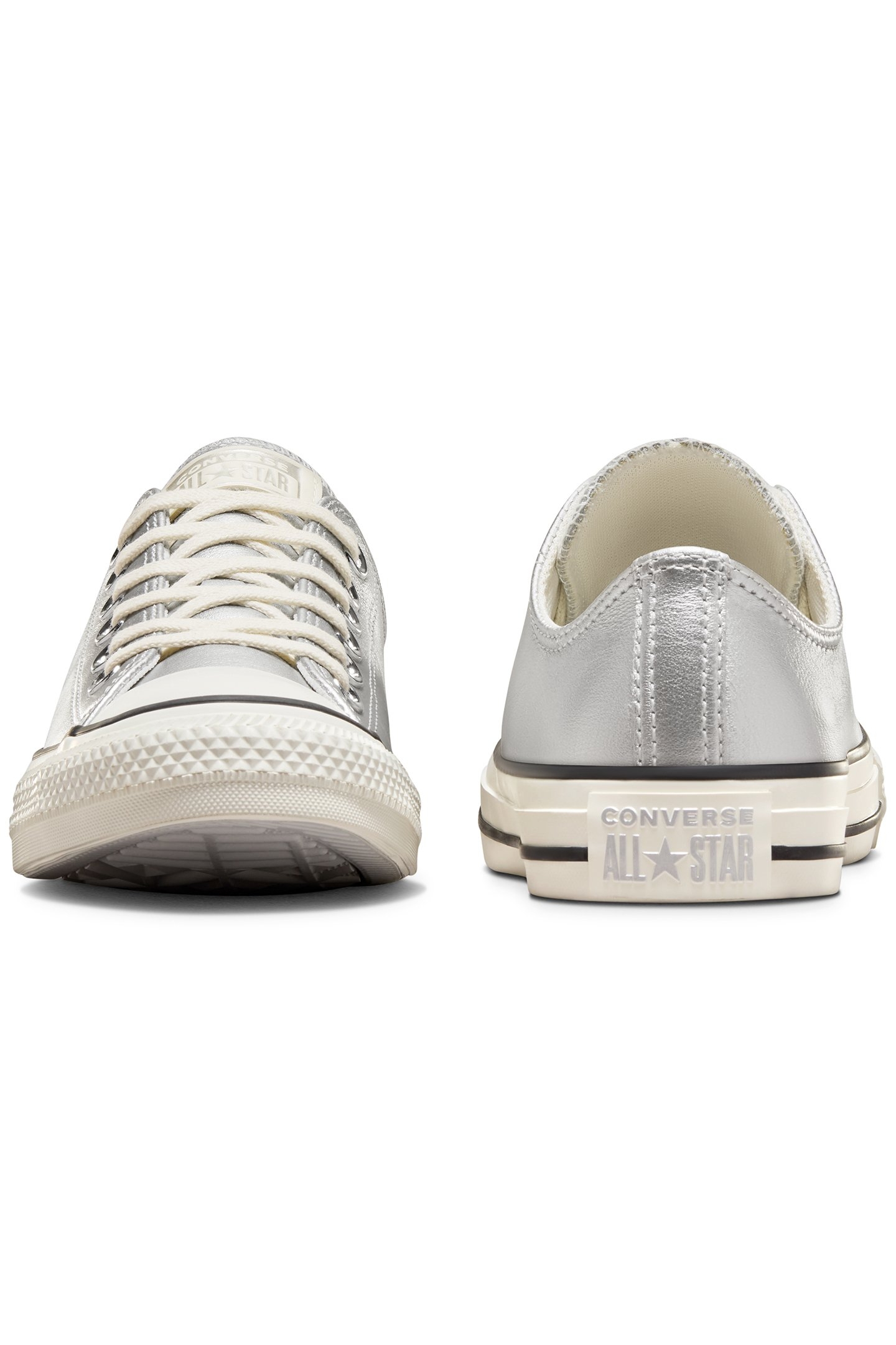 CHUCK TAYLOR ALL STAR METALLIC LEATHER SILVER/EGRET/BLACK 4