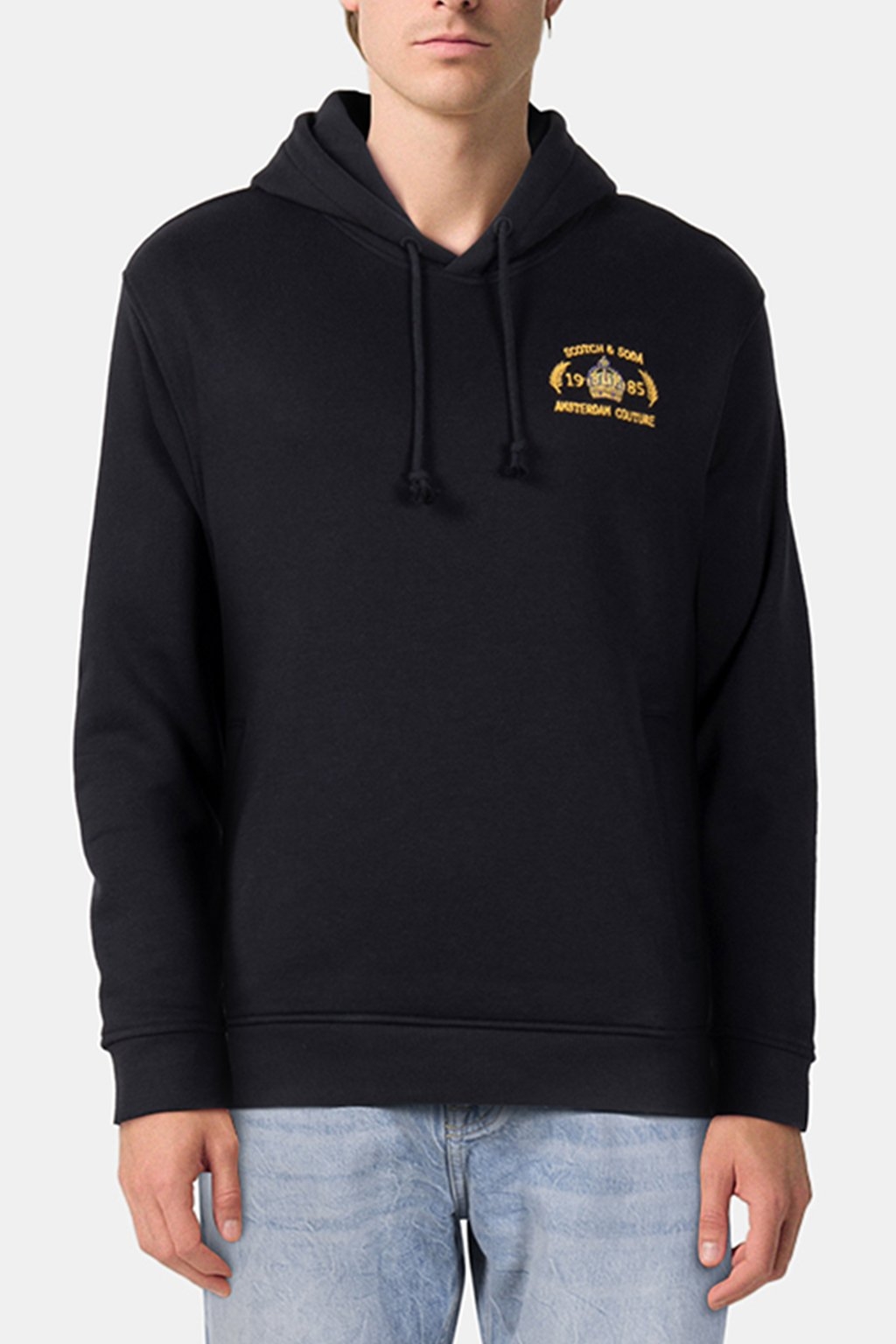 RELAXED FIT GRAPHIC FLEECE HOODIE BLACK 1