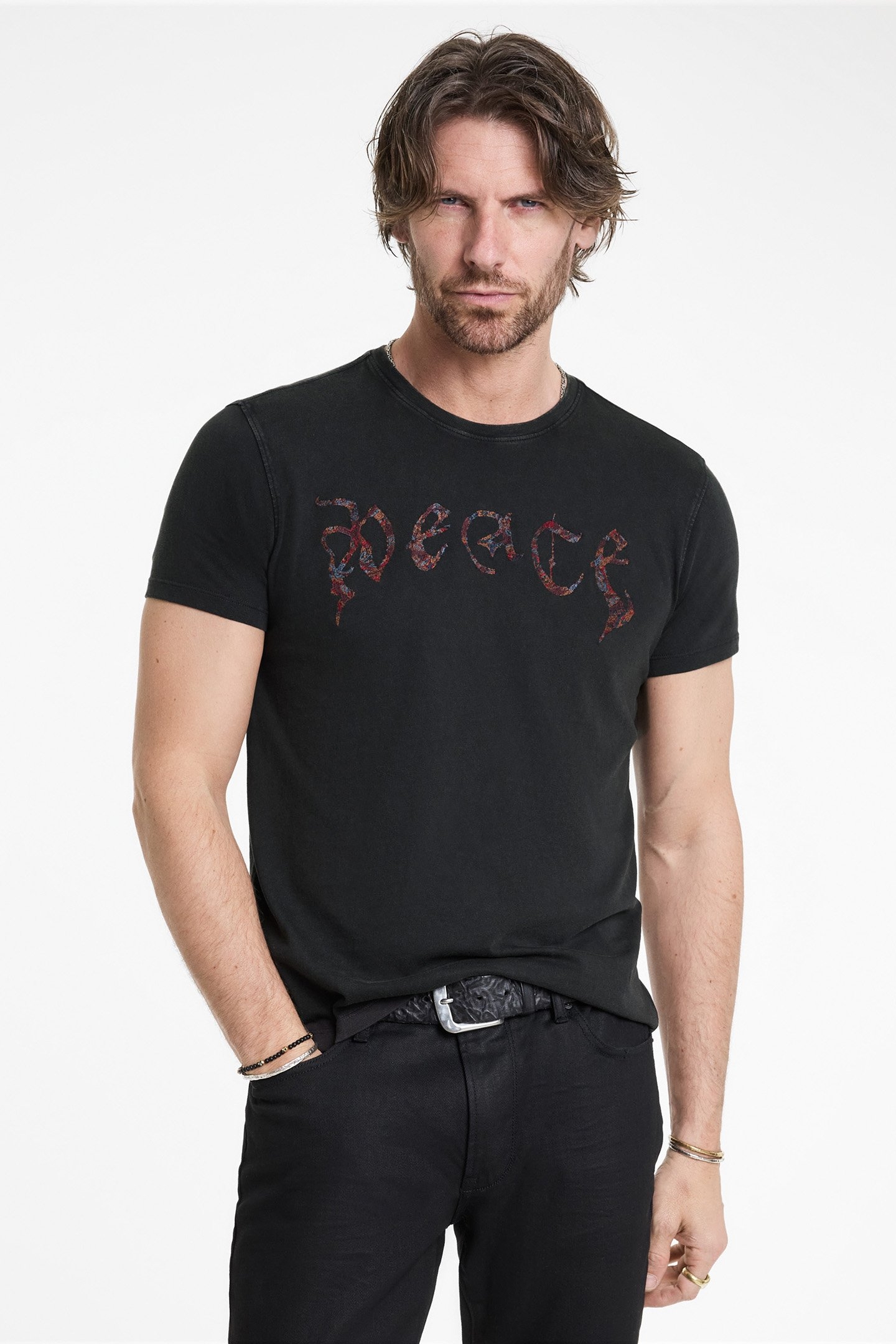 SS CREW TEE - PEACE CHARCOAL 1
