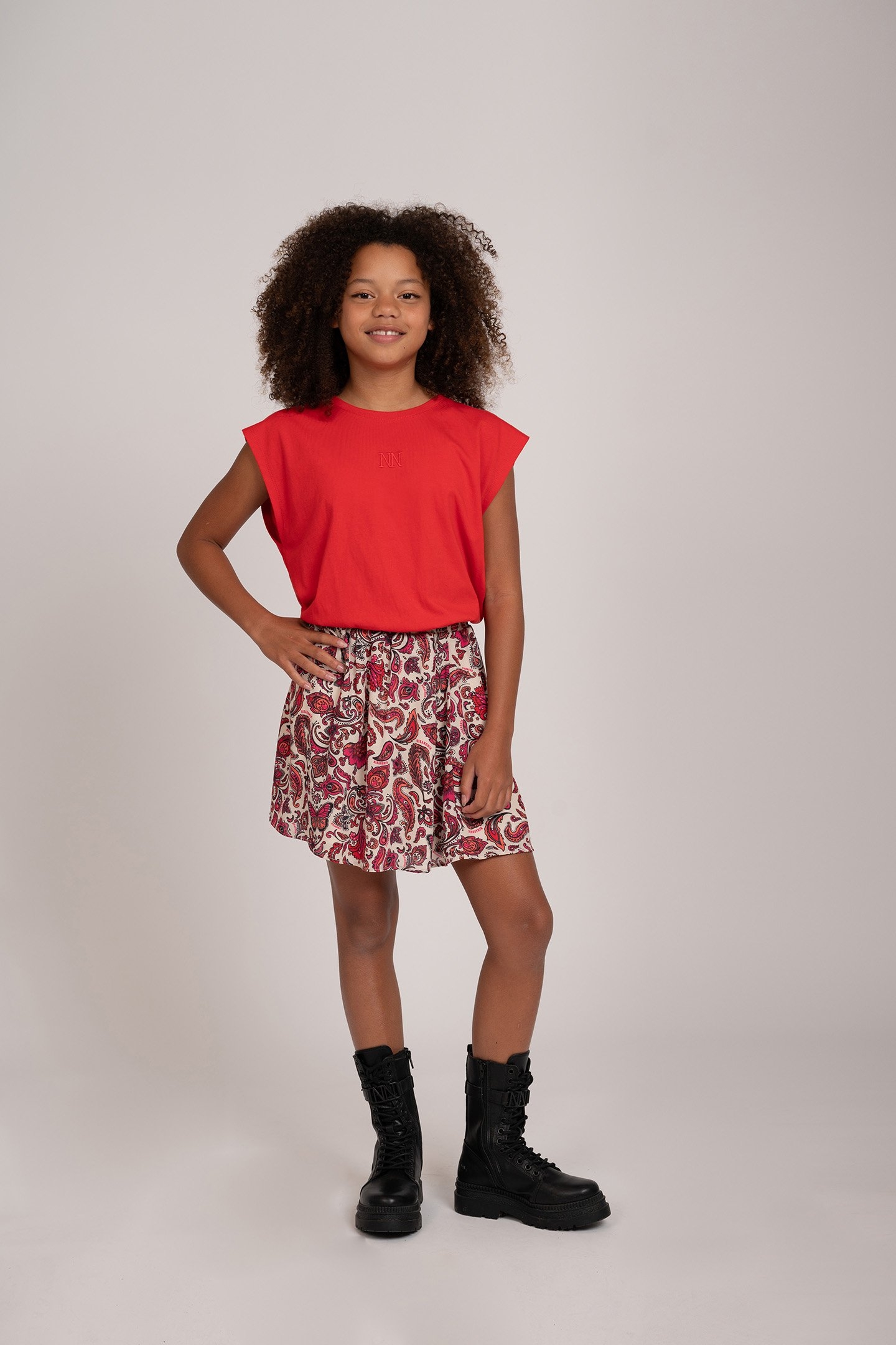 ELASTIC WAIST T-SHIRT CHILI RED 1