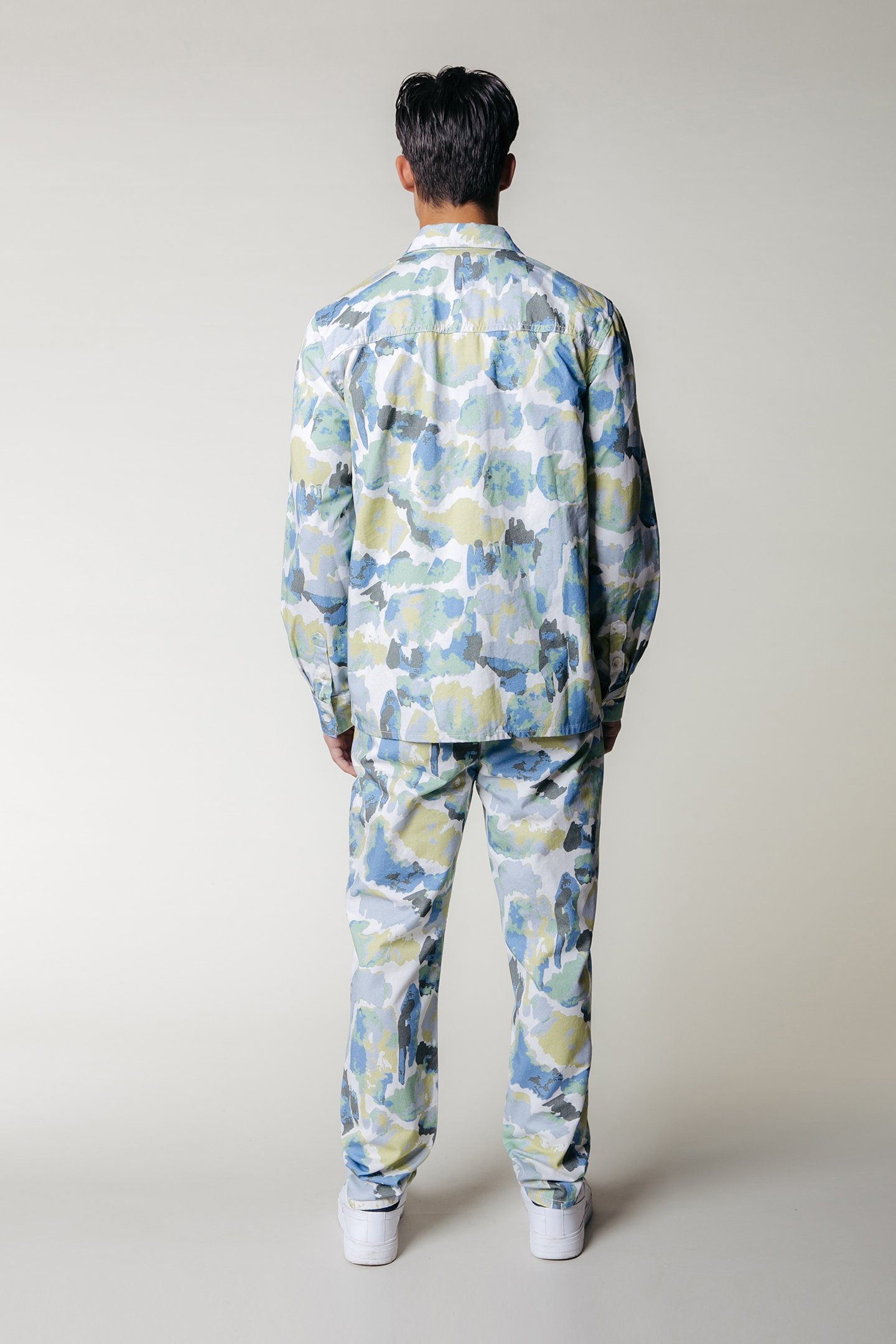 DEX ABSTRACT LEAVES CHINO PANTS LIME 2