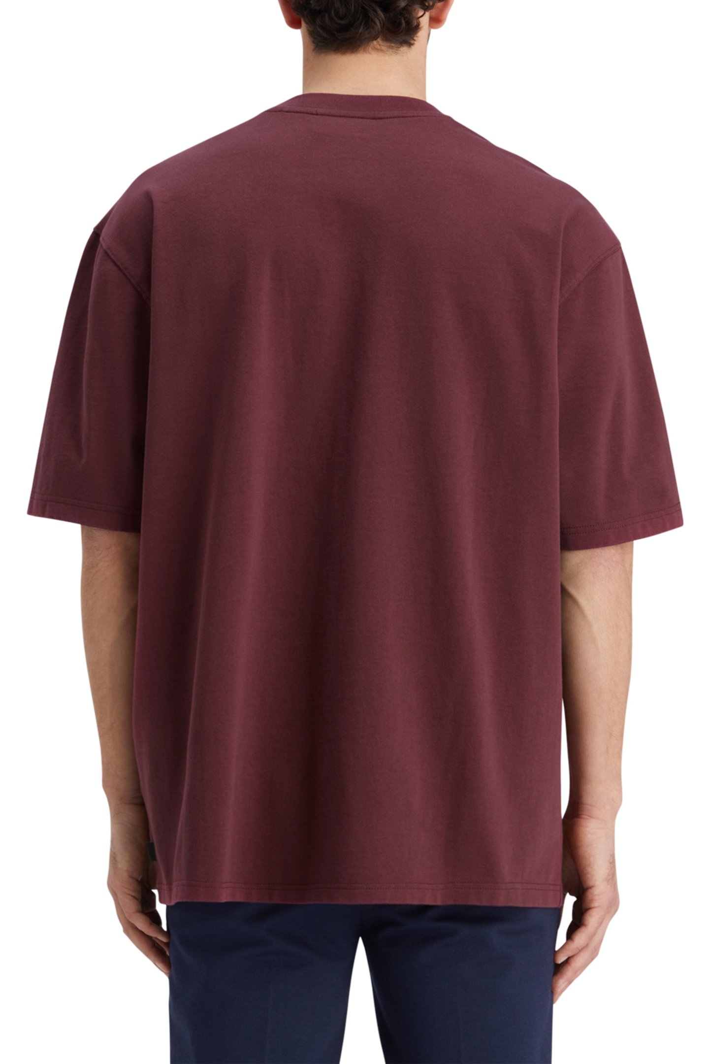 3 CROSSES LOOSE FIT CHEST POCKET T-SHIRT WINE 2