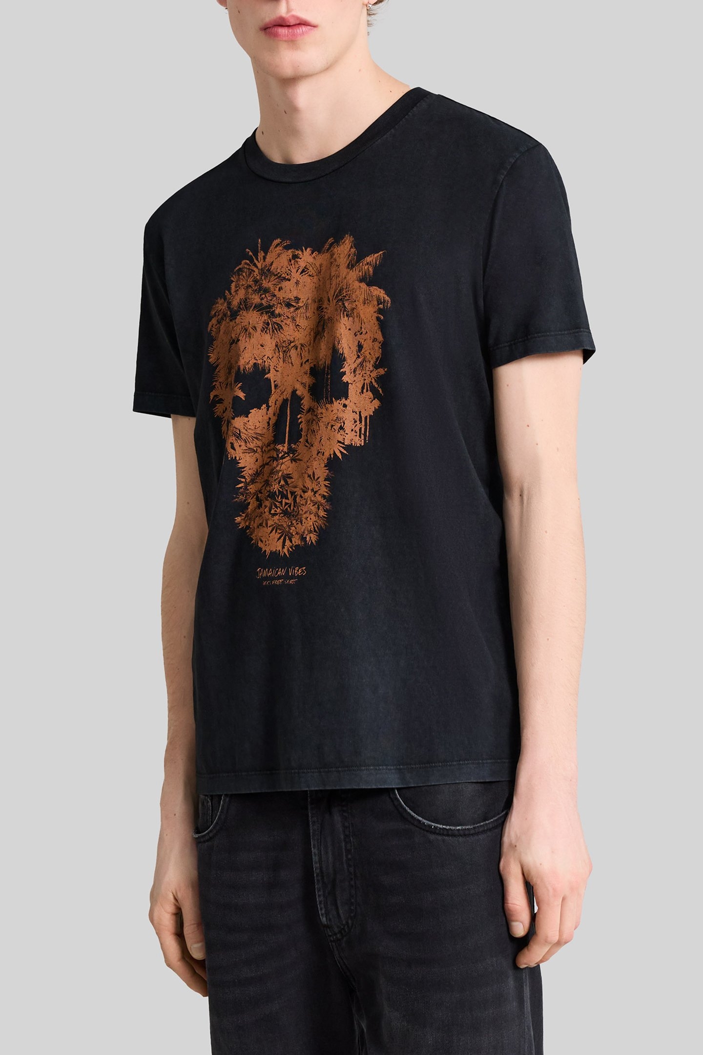 BLACK T-SHIRT WITH PALM TREE-SKULL IMAGE 1