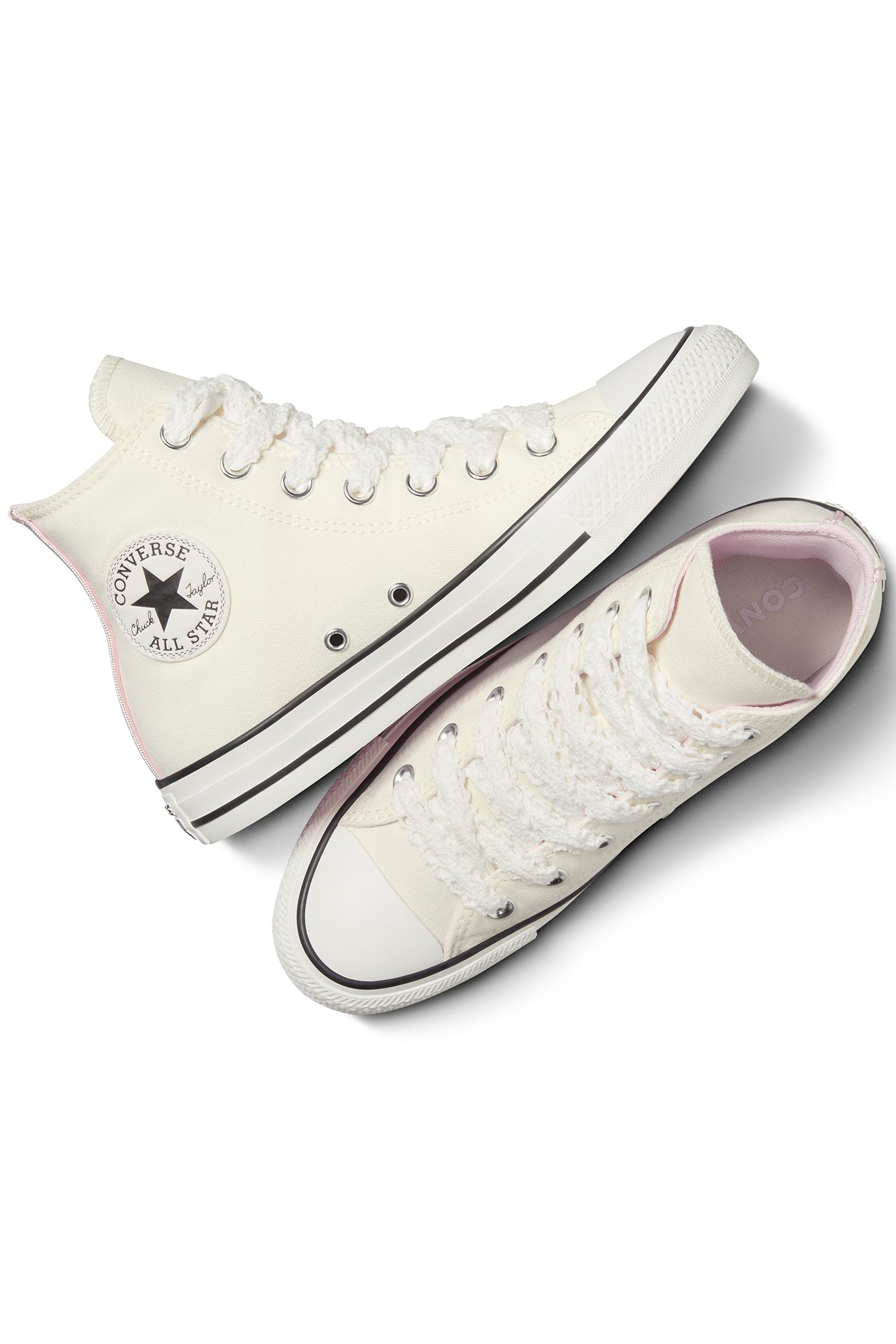 CHUCK TAYLOR ALL STAR CROCHET LACES EGRET/SUMMIT PINK/BLACK 3