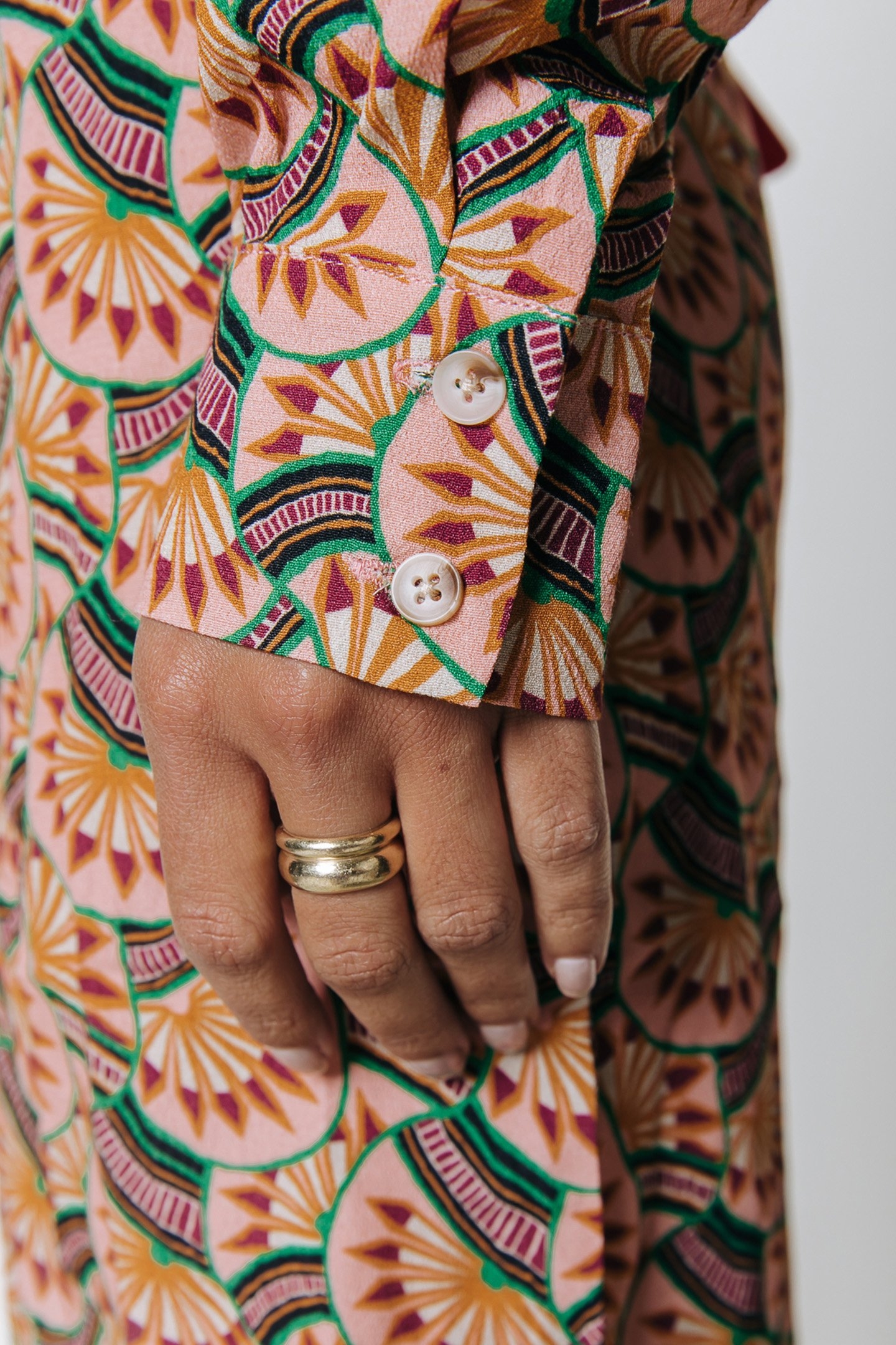 NINA GRAPHIC FAN MINI SHIRT DRESS VINTAGE PINK 4