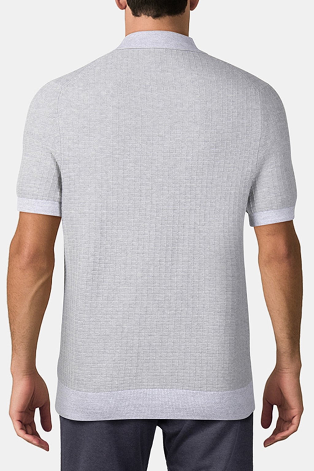 MARLED RIB SWEATER SS POLO GREY/WHITE 2