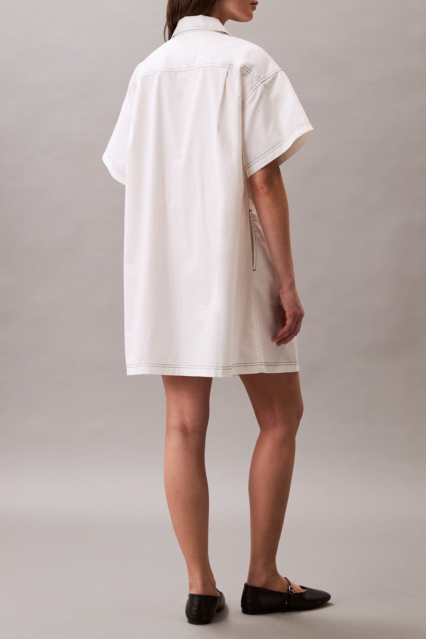 COTTON TWILL MINI SHIRT DRESS BLANC DE BLANC 2