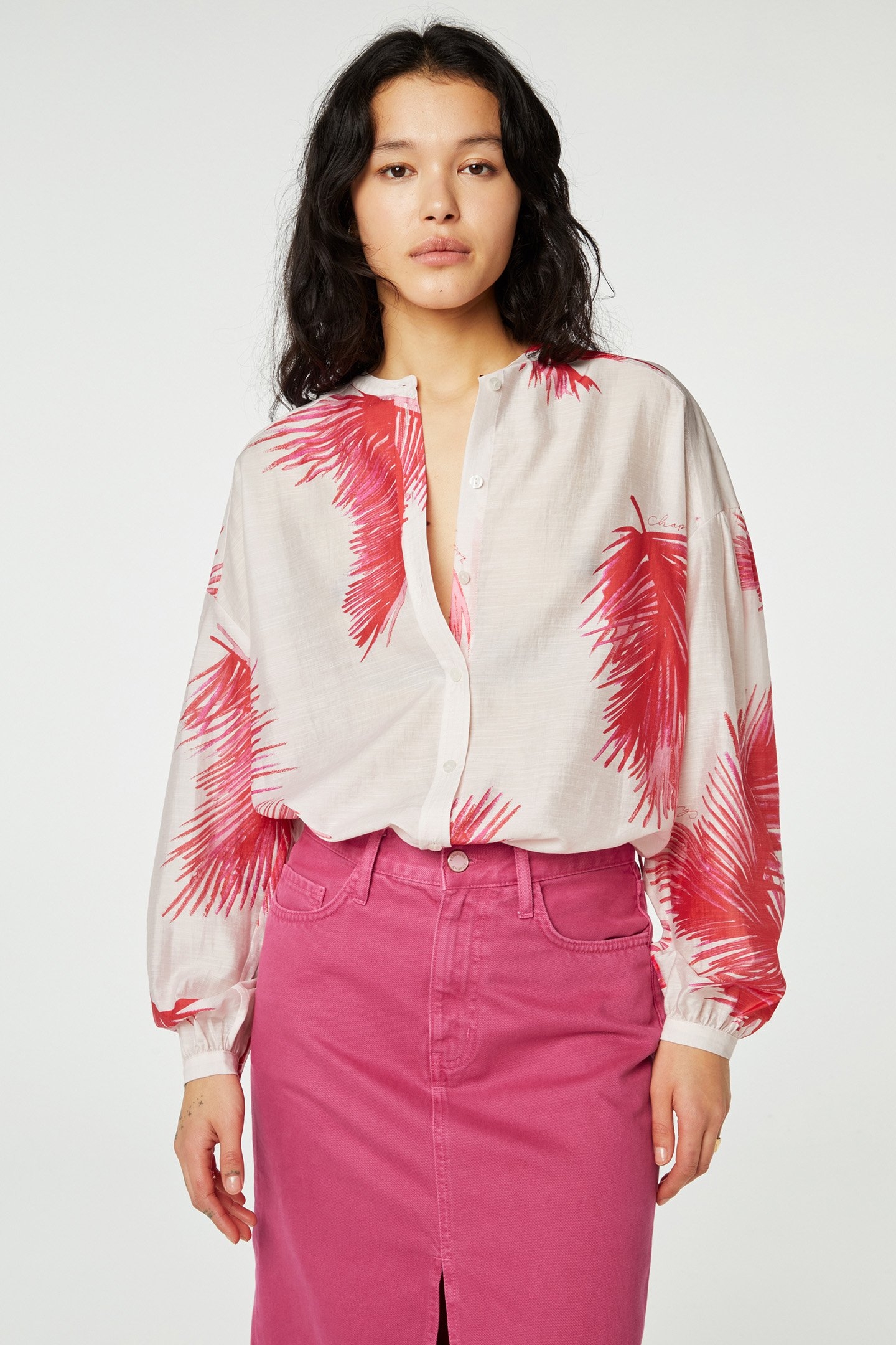 LEXI BLOUSE TOMATO/FLAMINGO PINK 1
