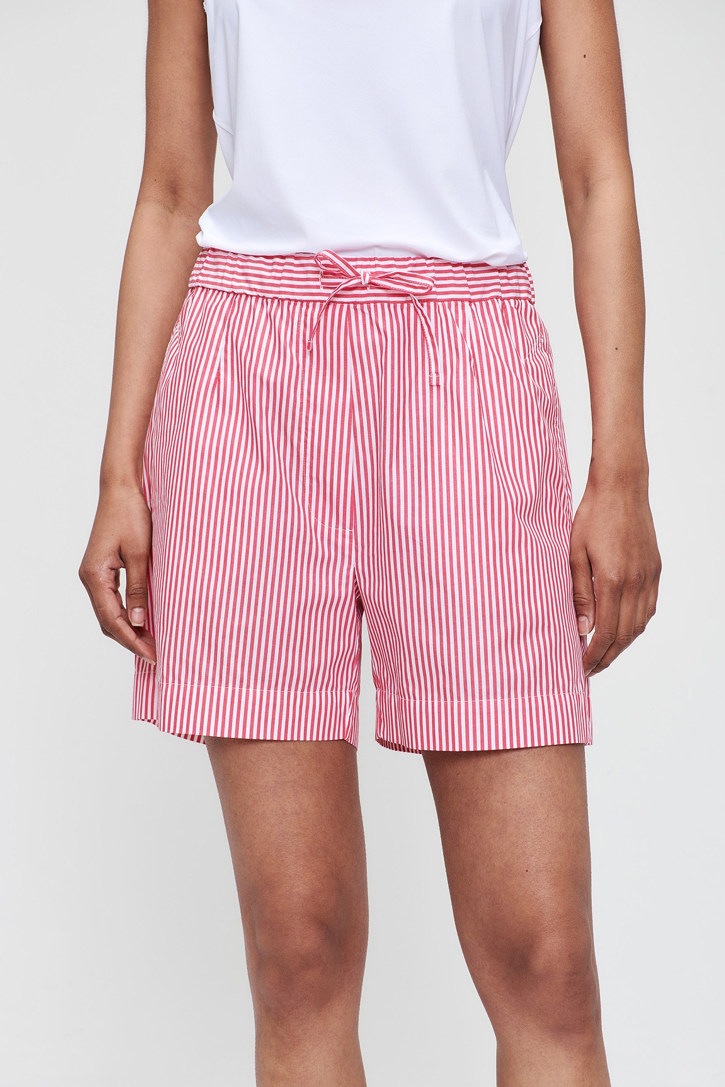 STRIPED COTTON SHORTS FIERY RED 1