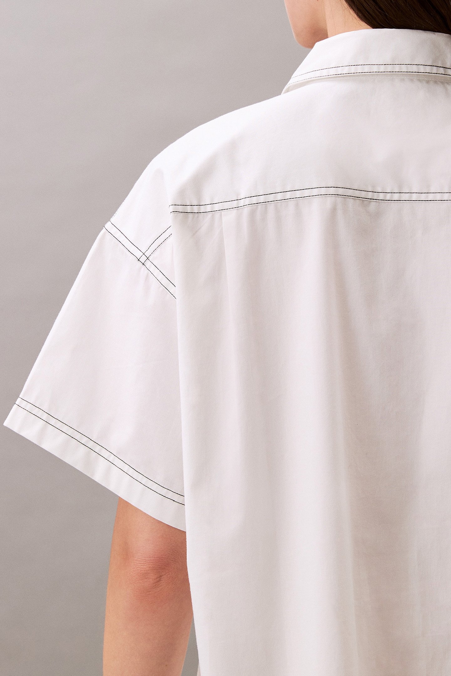 COTTON TWILL MINI SHIRT DRESS BLANC DE BLANC 5