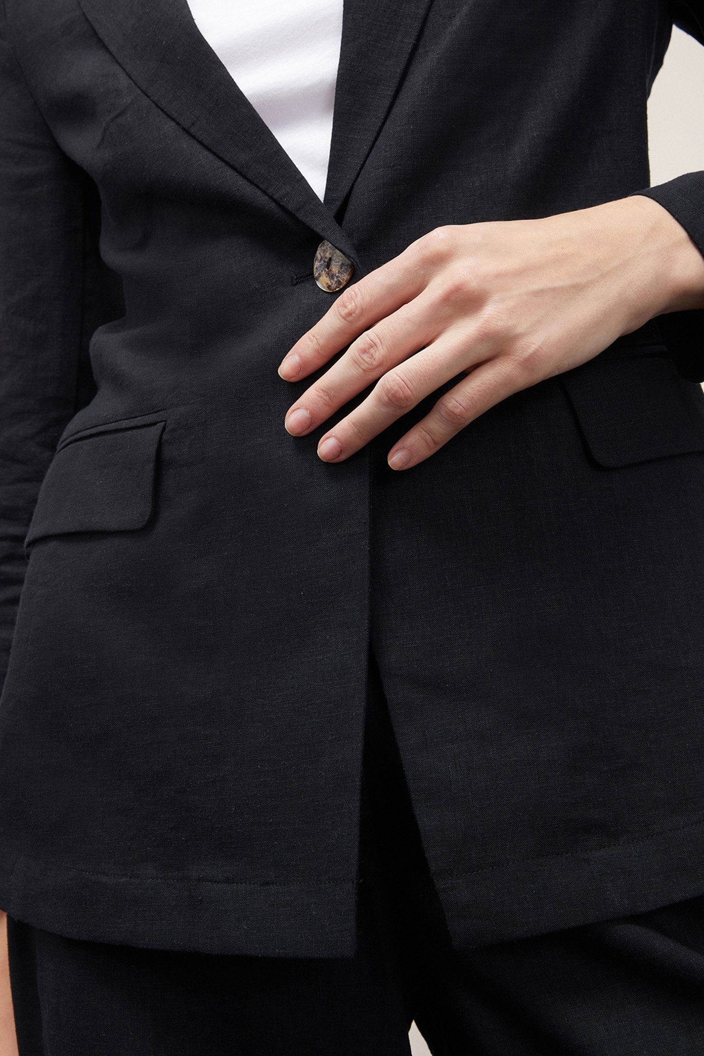 SINGLE-BREASTED VISCOSE LINEN JACKET BLACK 5