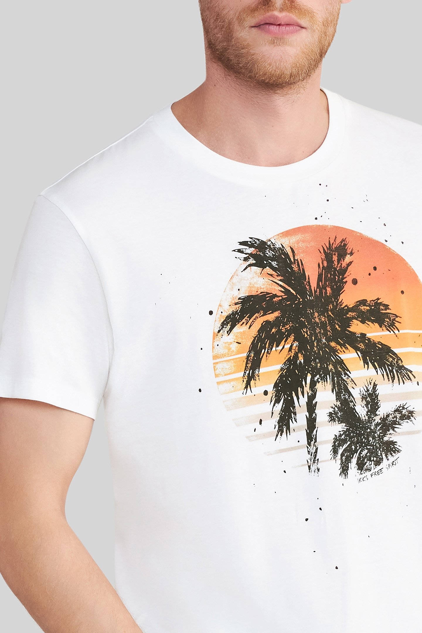 WHITE ORGANIC COTTON T-SHIRT WITH PALM TREE IMAGE 5