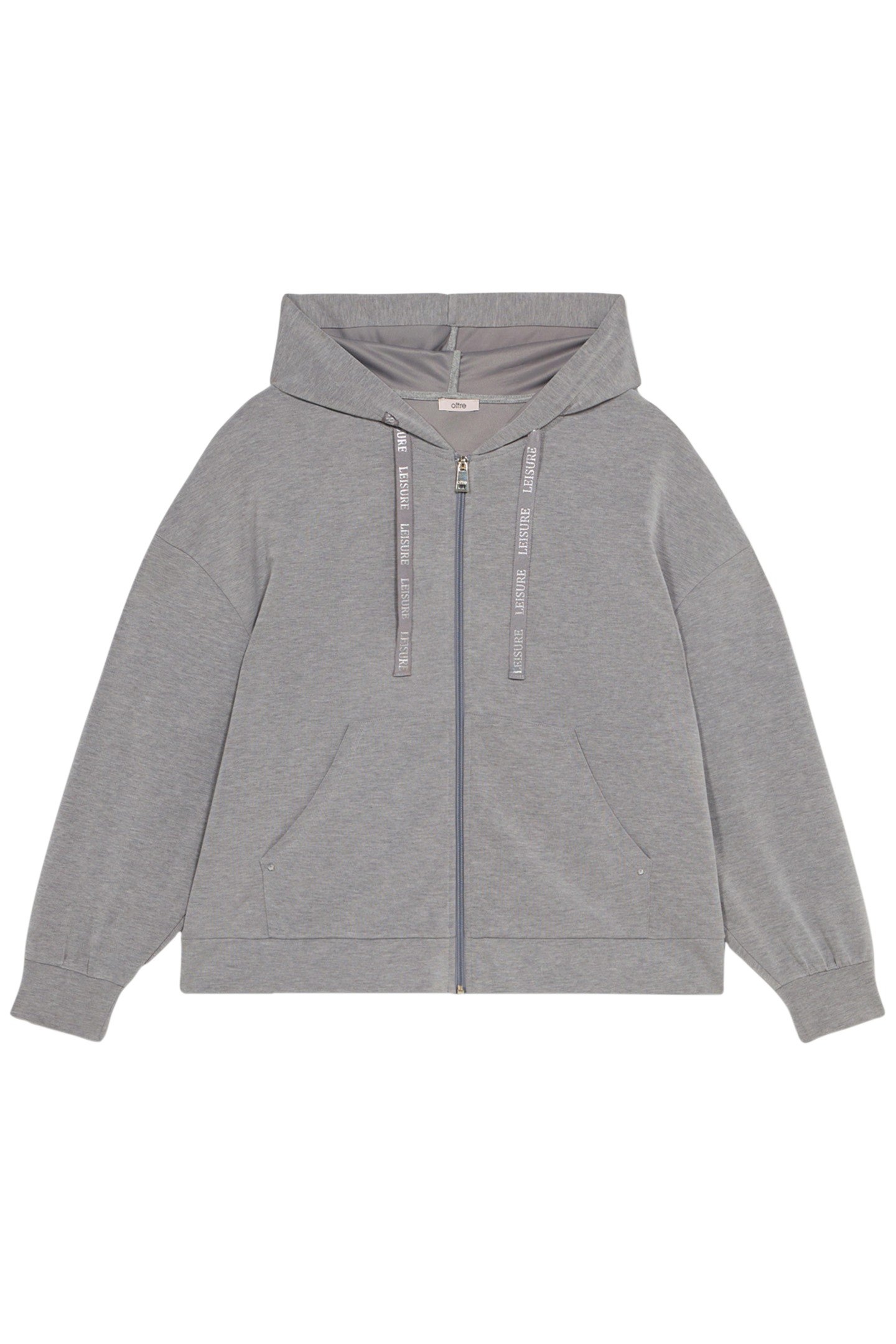 MODAL BLEND FLEECE WITH HOOD AND ZIPPER GREY 3