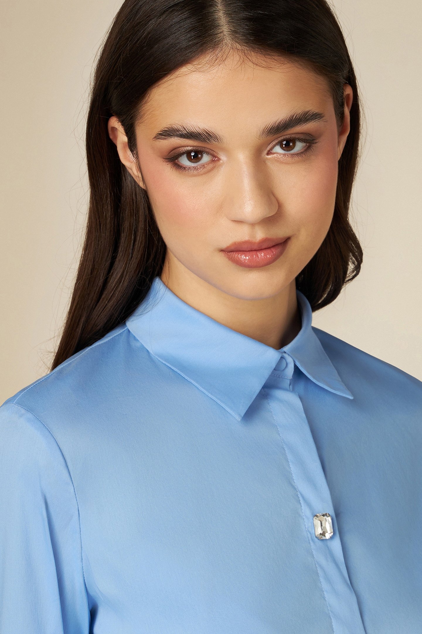 POPLIN SHIRT WITH EMBROIDERED STONE BLUE 4
