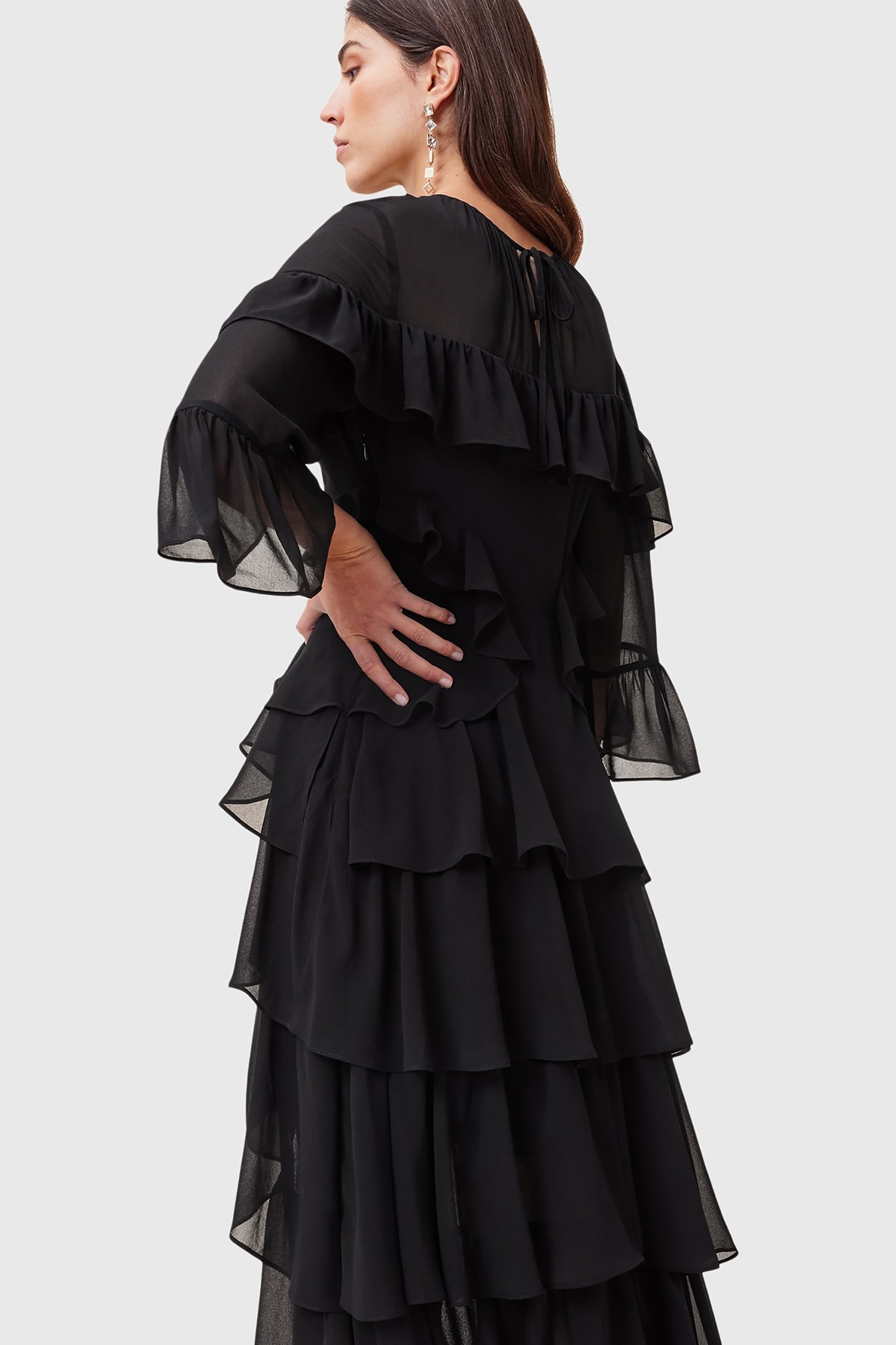 NAT RUFFLE DRESS BLACK 5