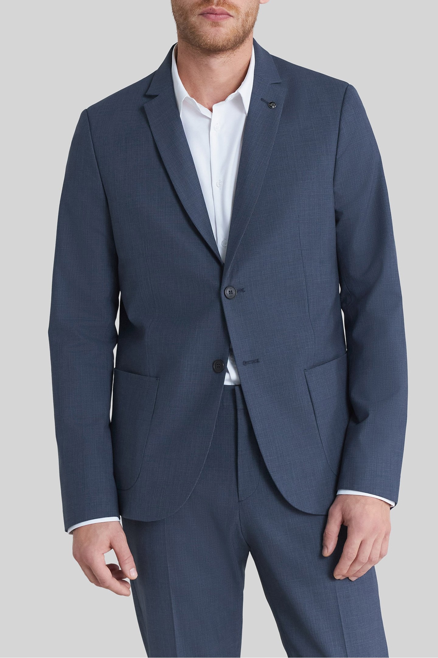 NAVY MINI-CHECK TRAVEL SUIT SUIT JACKET 1