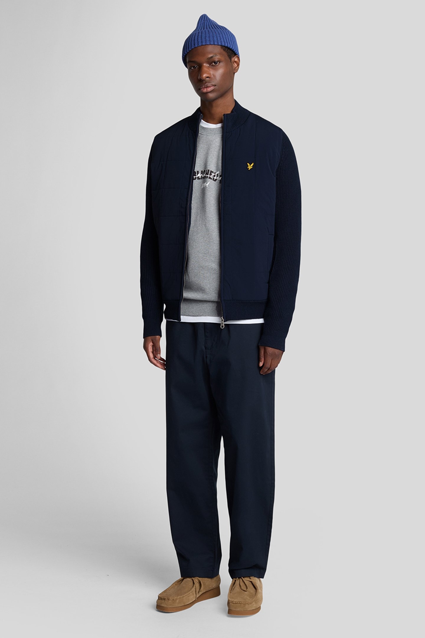 HYBRID TEXTURED ZIP THROUGH CARDIGAN MUDDY NAVY 3