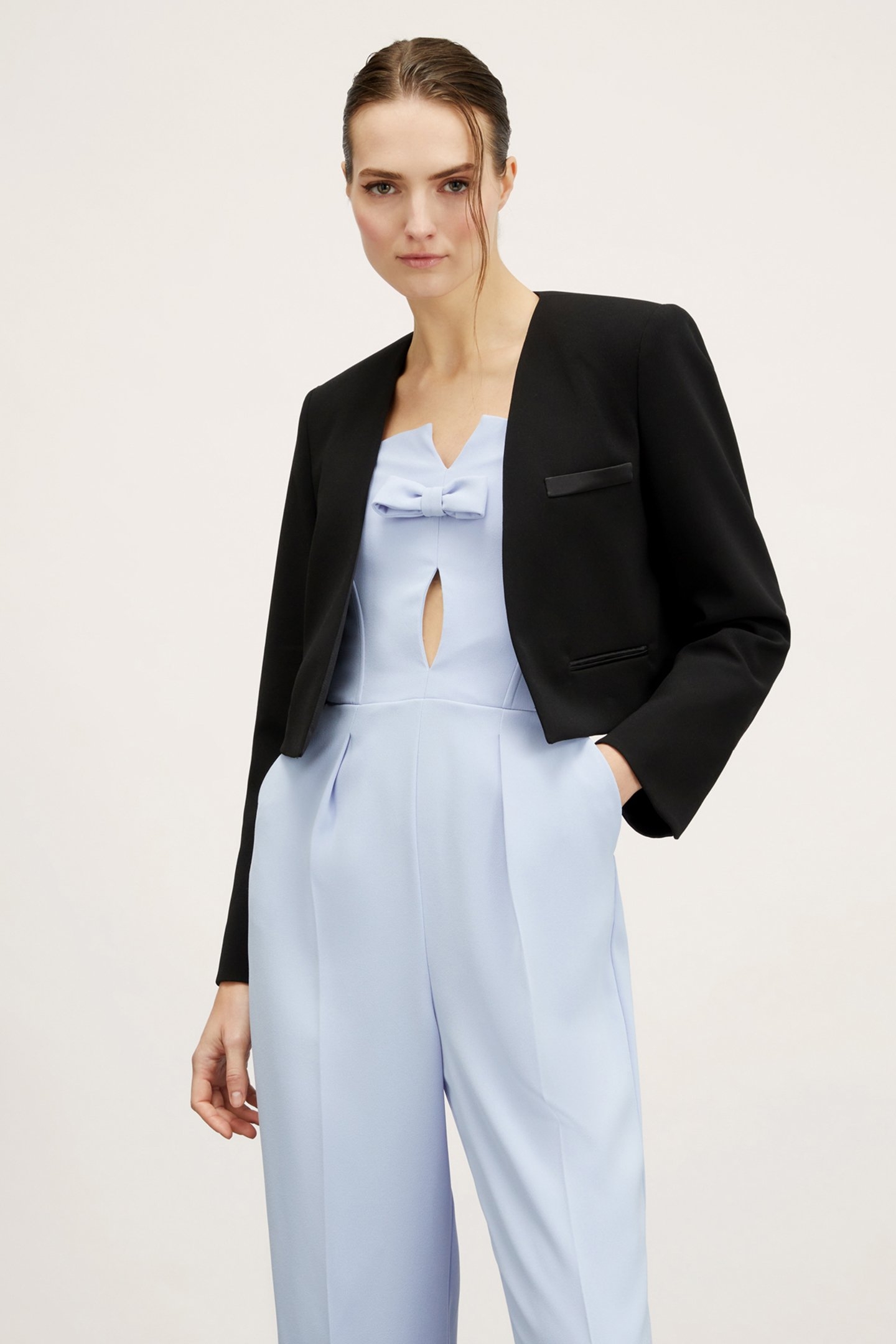 SPENCER JACKET WITH SATIN INSERTS BLACK 1