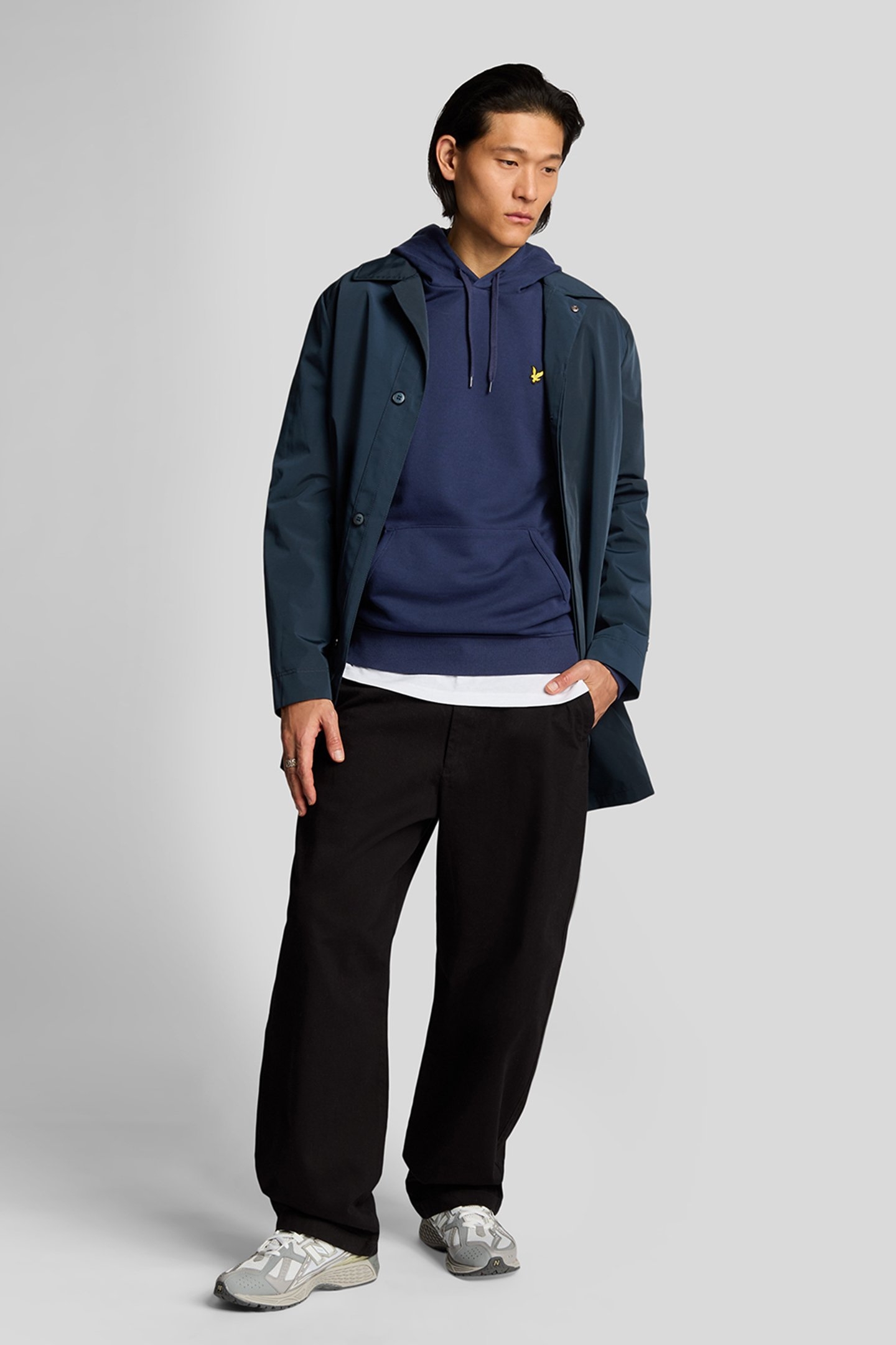 STACK LOGO PULLOVER HOODIE NAVY 3