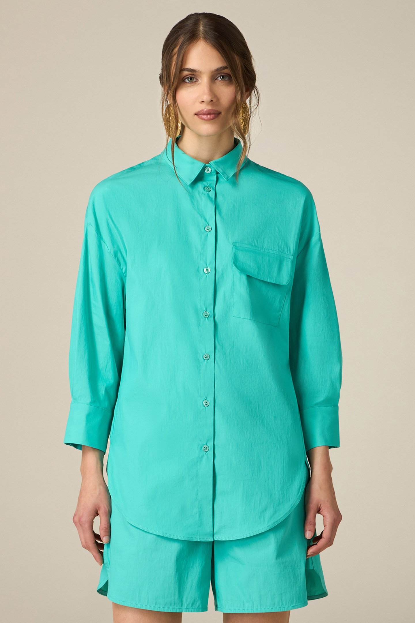 OVERSIZED POPLIN SHIRT BLUE 1