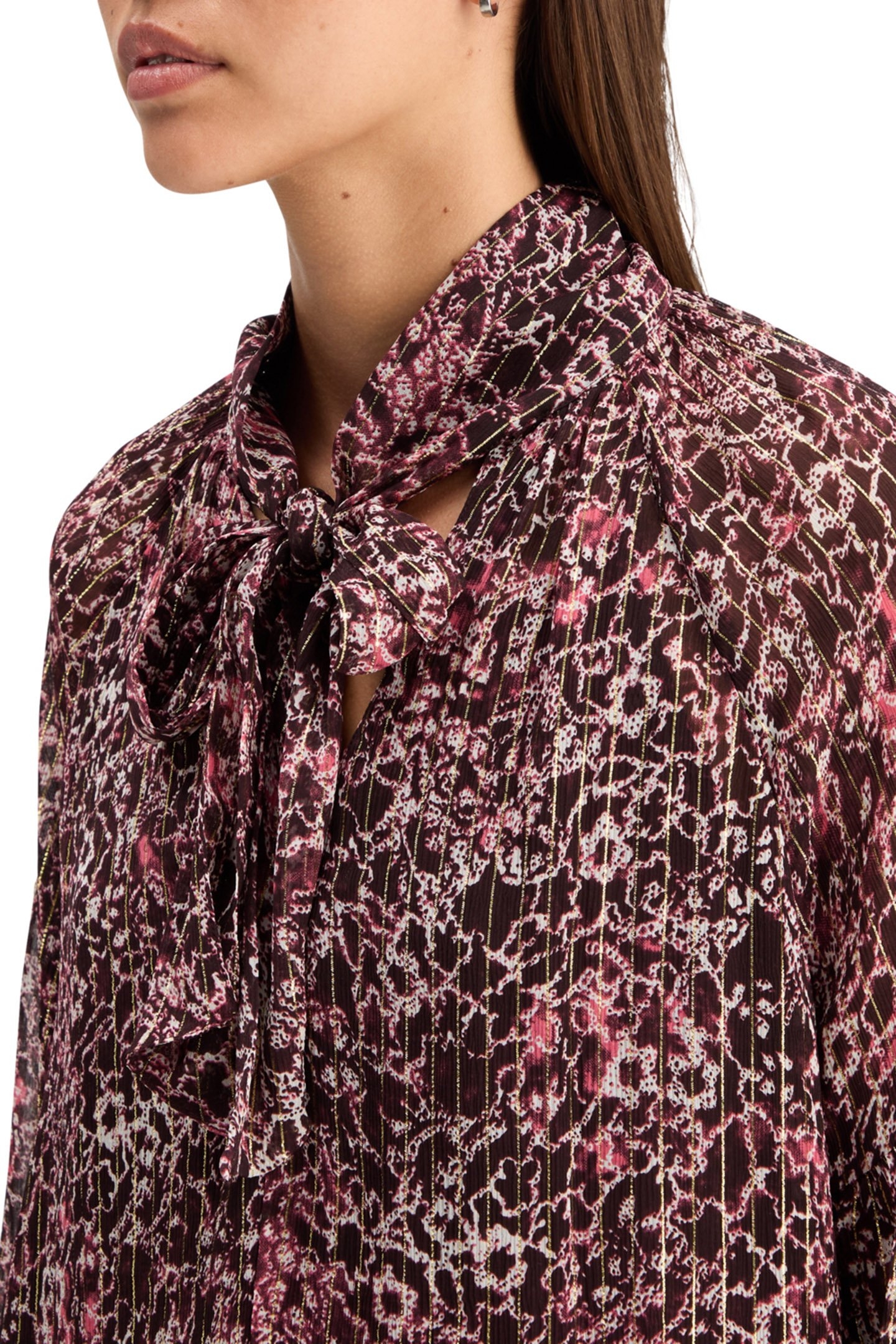 LUREX TOP WITH BOW NECK SHIBORI FLORAL PINK 6