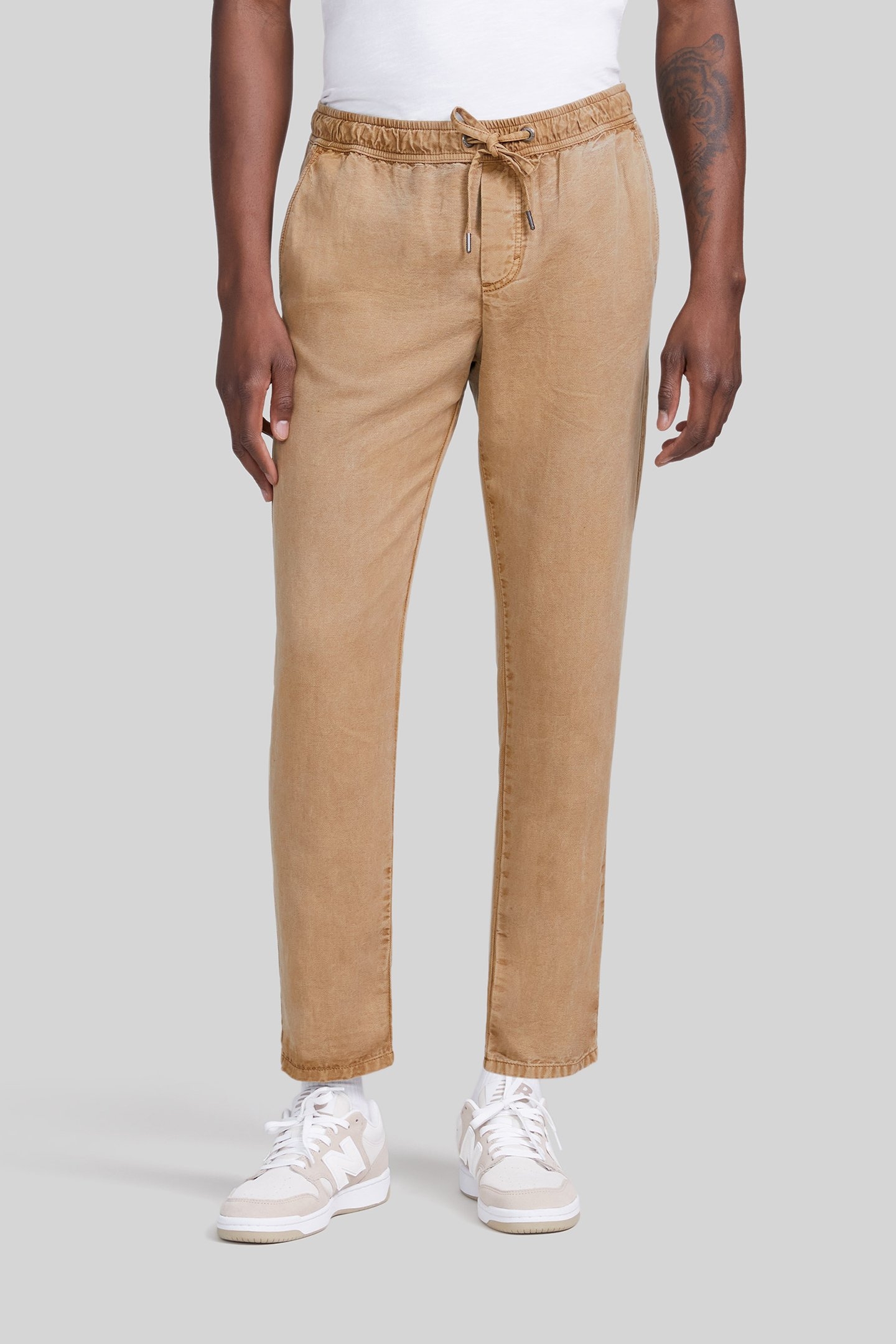 BEIGE LYOCELL® ELASTICATED WAIST JOGGERS 1