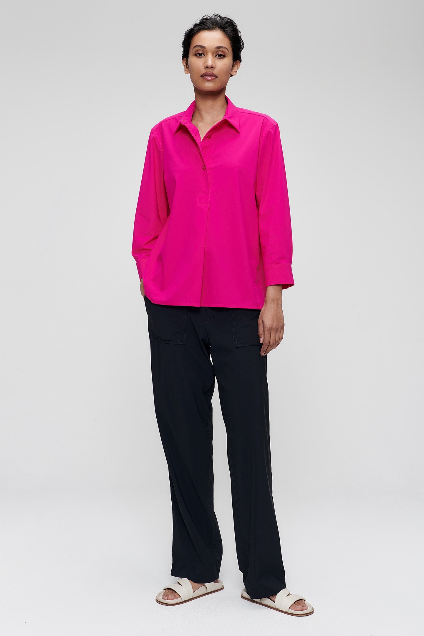 BOXY POLO TOP SHOCKING PINK 2