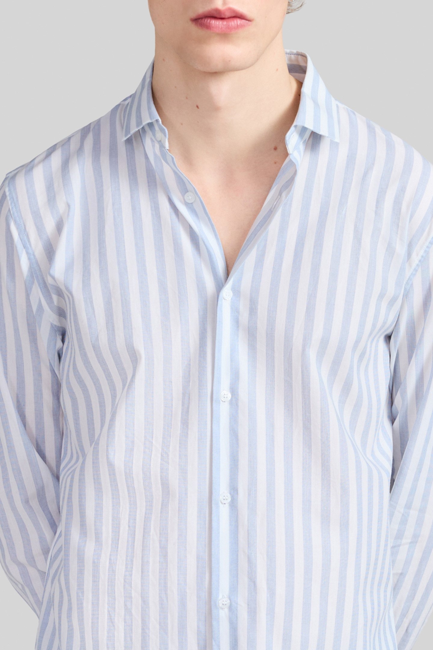 NAVY STRIPED SLIM SHIRT 5