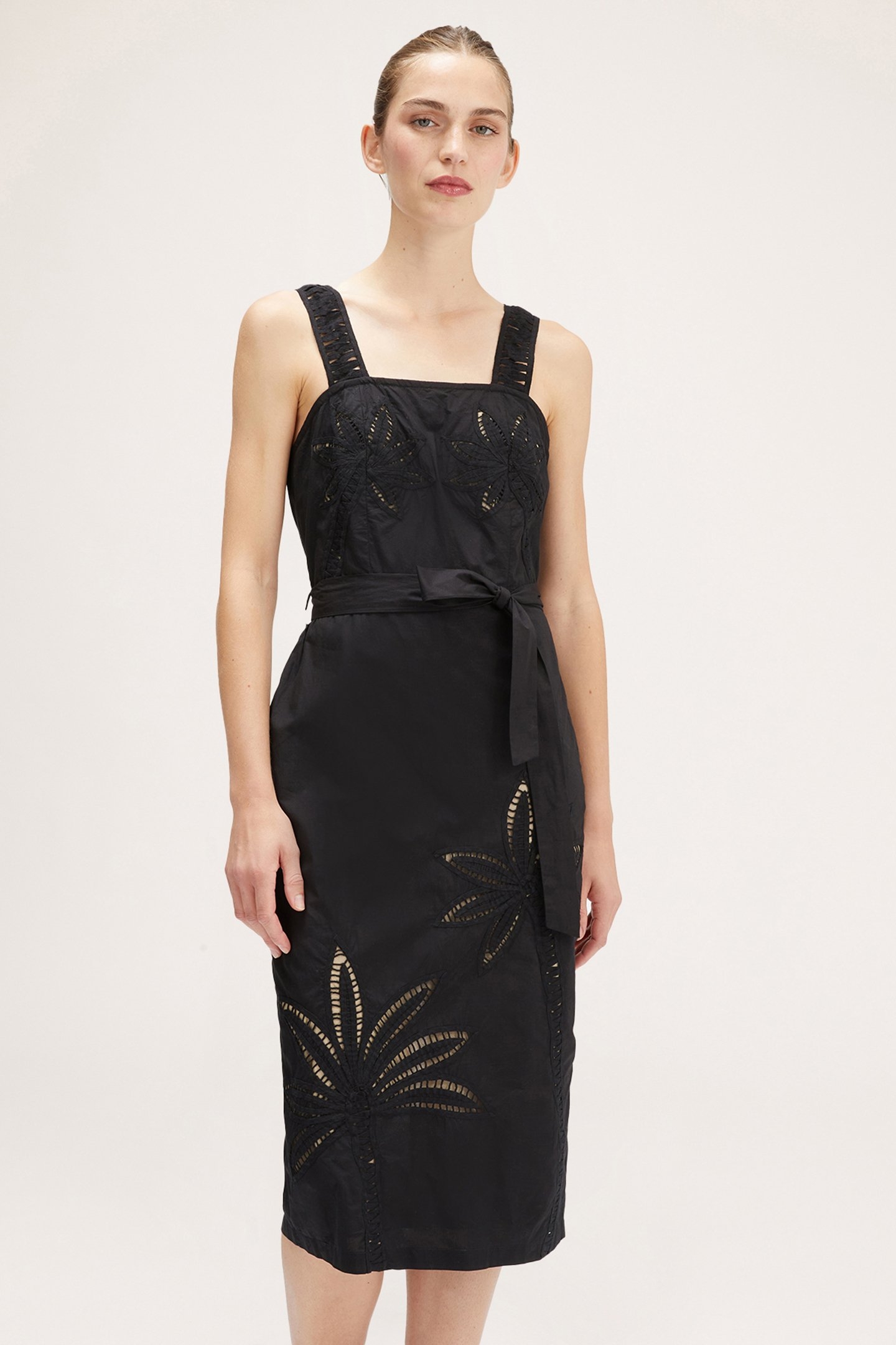 EMBROIDERED SHEATH DRESS BLACK 1