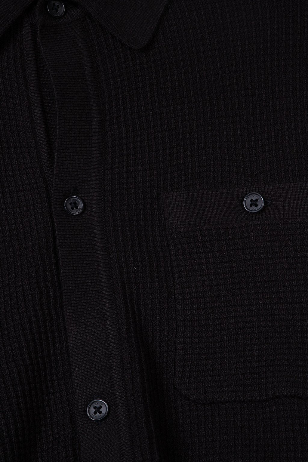 SS BUTTON FRONT CHEST POCKET SWEATER BLACK GREY 4