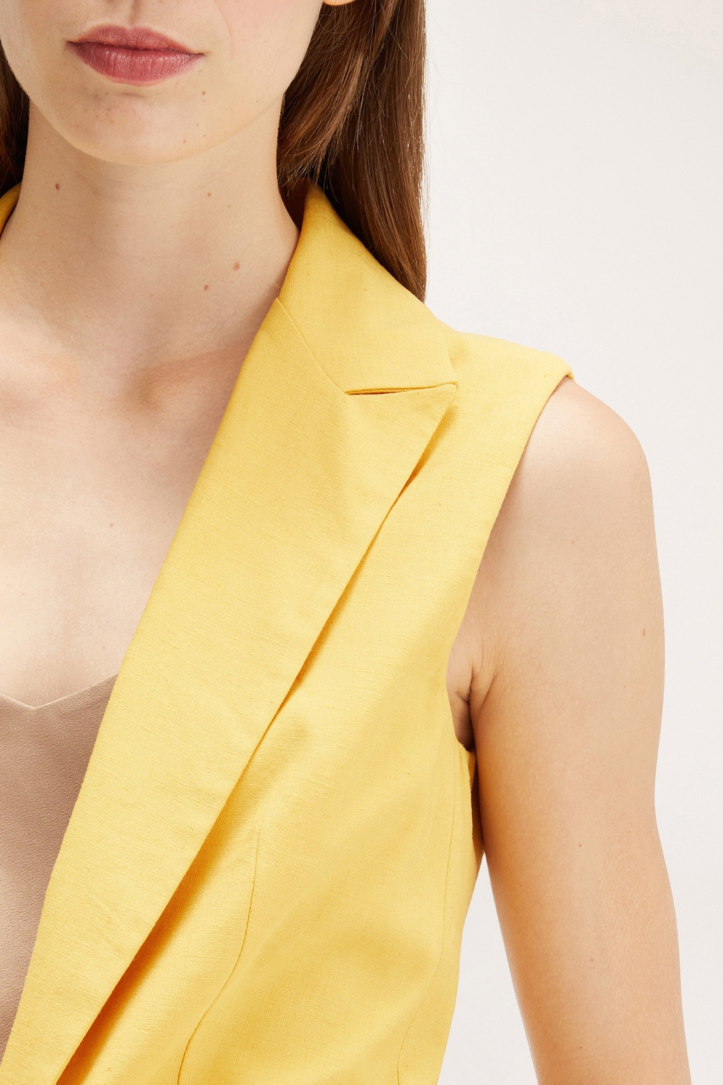 LINEN VISCOSE LONG WAISTCOAT YELLOW 5