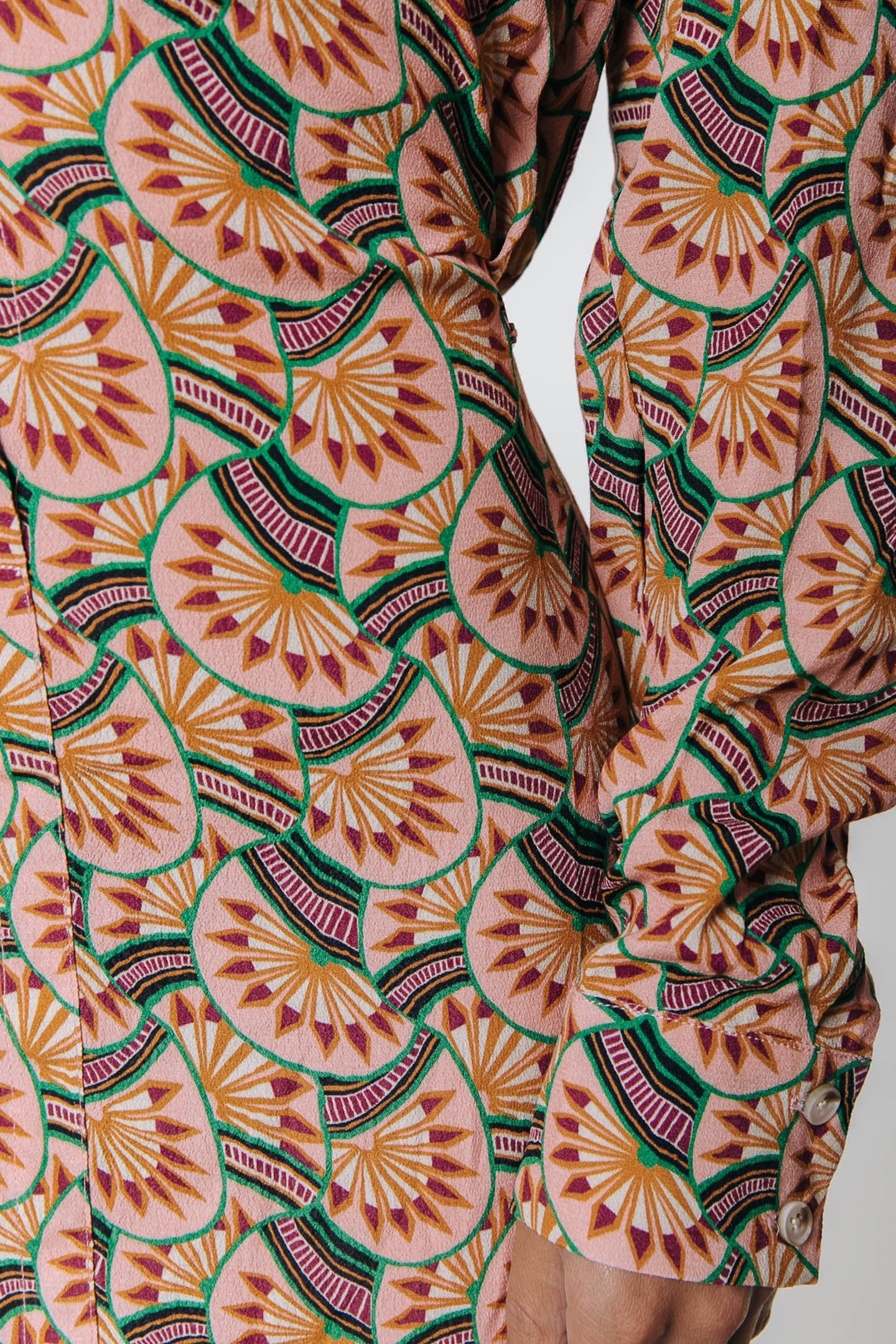 NINA GRAPHIC FAN MINI SHIRT DRESS VINTAGE PINK 5