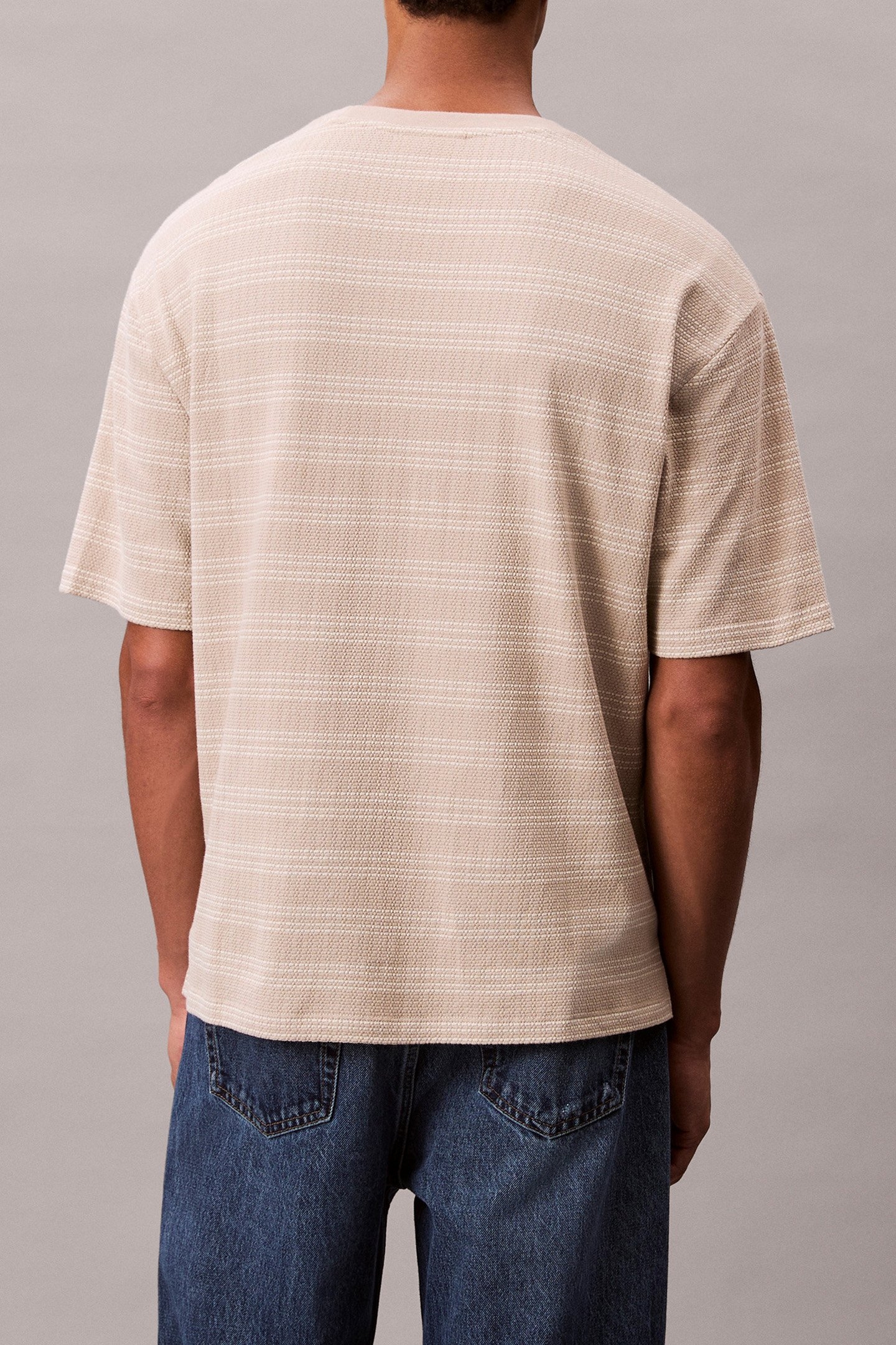 SS STRIPE JACQUARD T-SHIRT PLAZA TAUPE 2