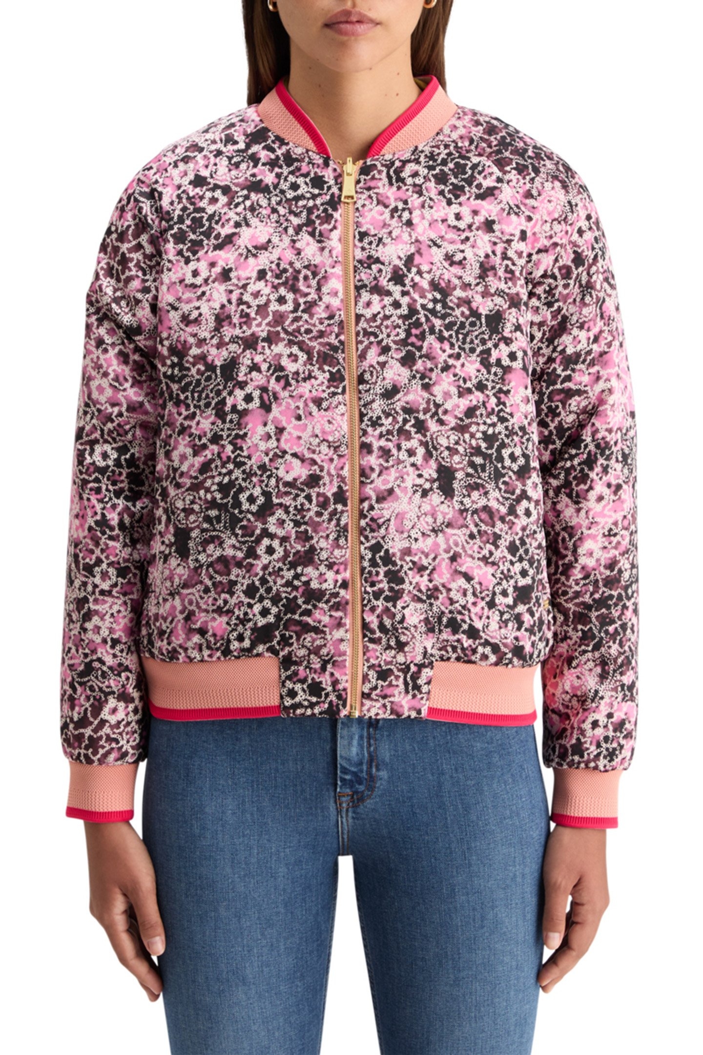 REVERSIBLE BOMBER SHIBORI FLORAL PINK 1