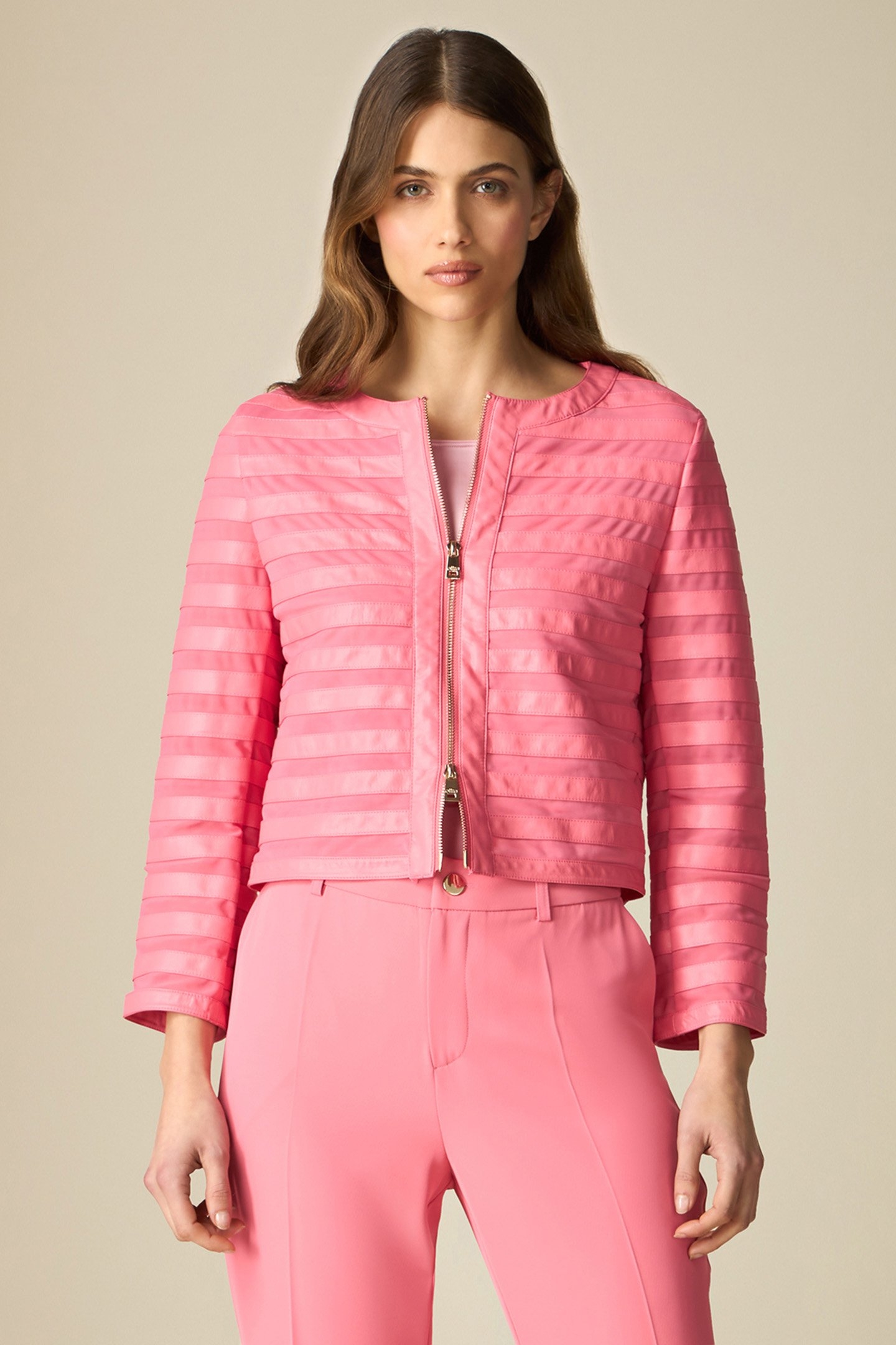 STRIPED BOLERO JACKET LIGHT PINK 1