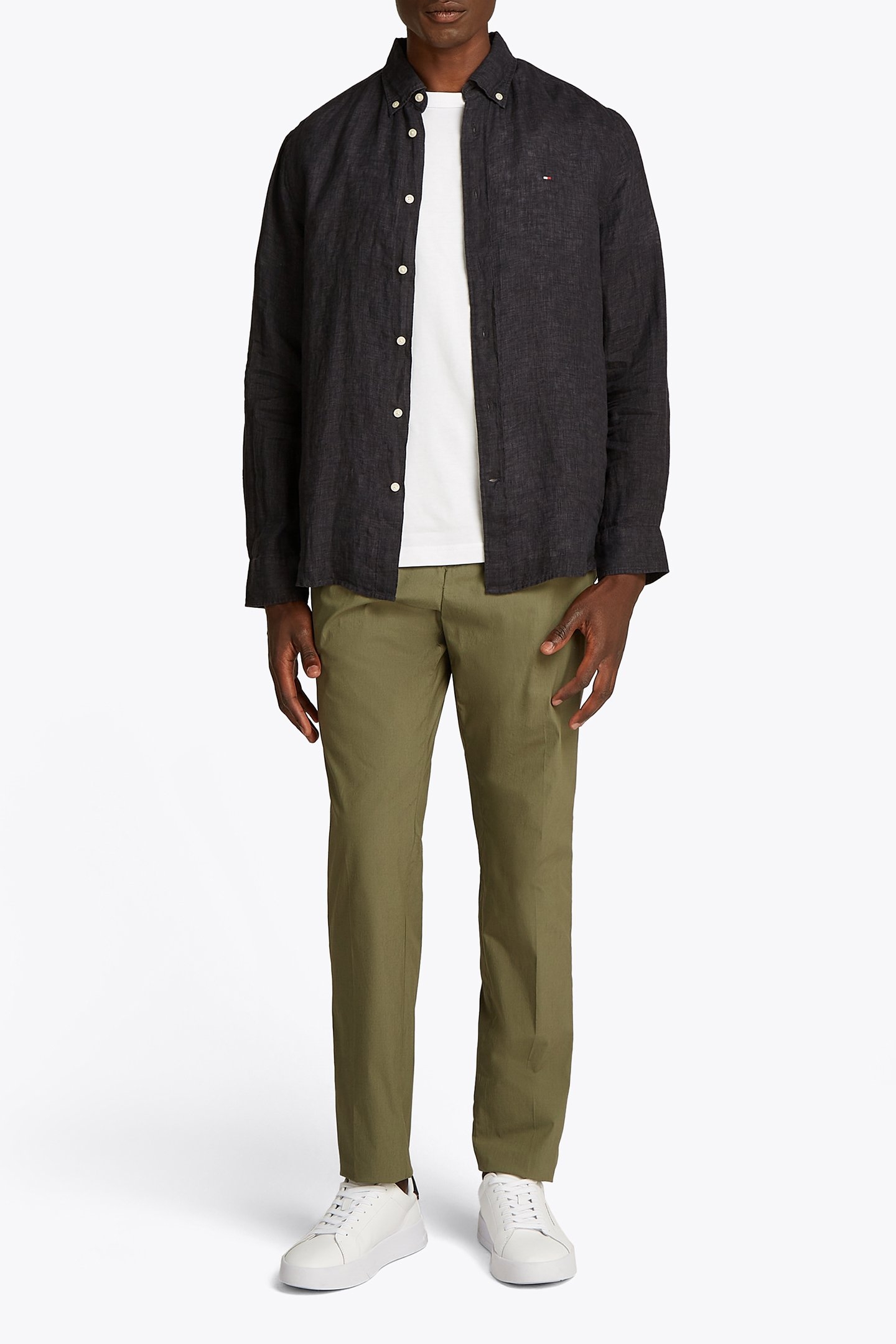 PIGMENT DYED LINEN SOLID CASUAL FIT LONG SLEEVE SHIRT BLACK 2