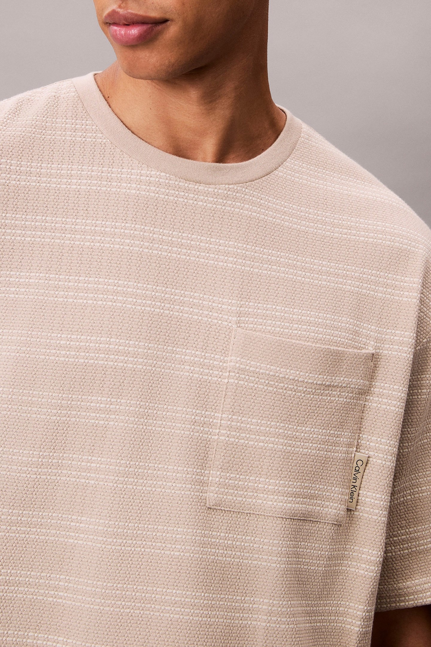 SS STRIPE JACQUARD T-SHIRT PLAZA TAUPE 5