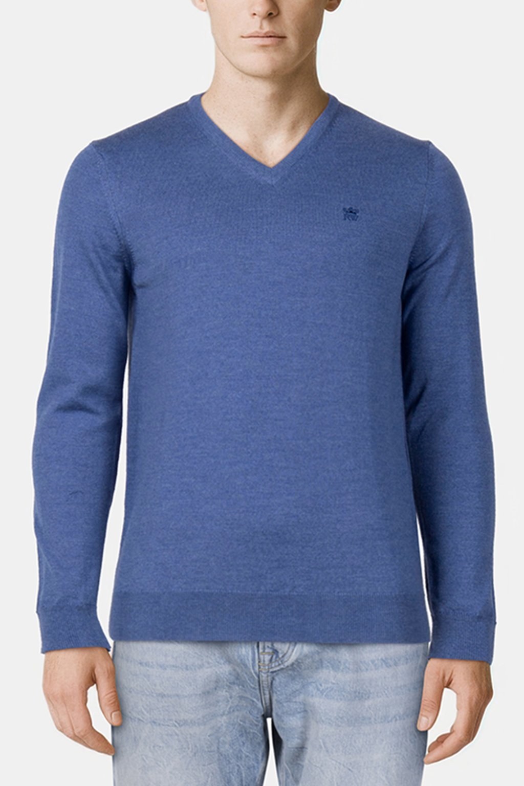 BASIC V-NECK PULLOVER DENIM BLUE MIX 1
