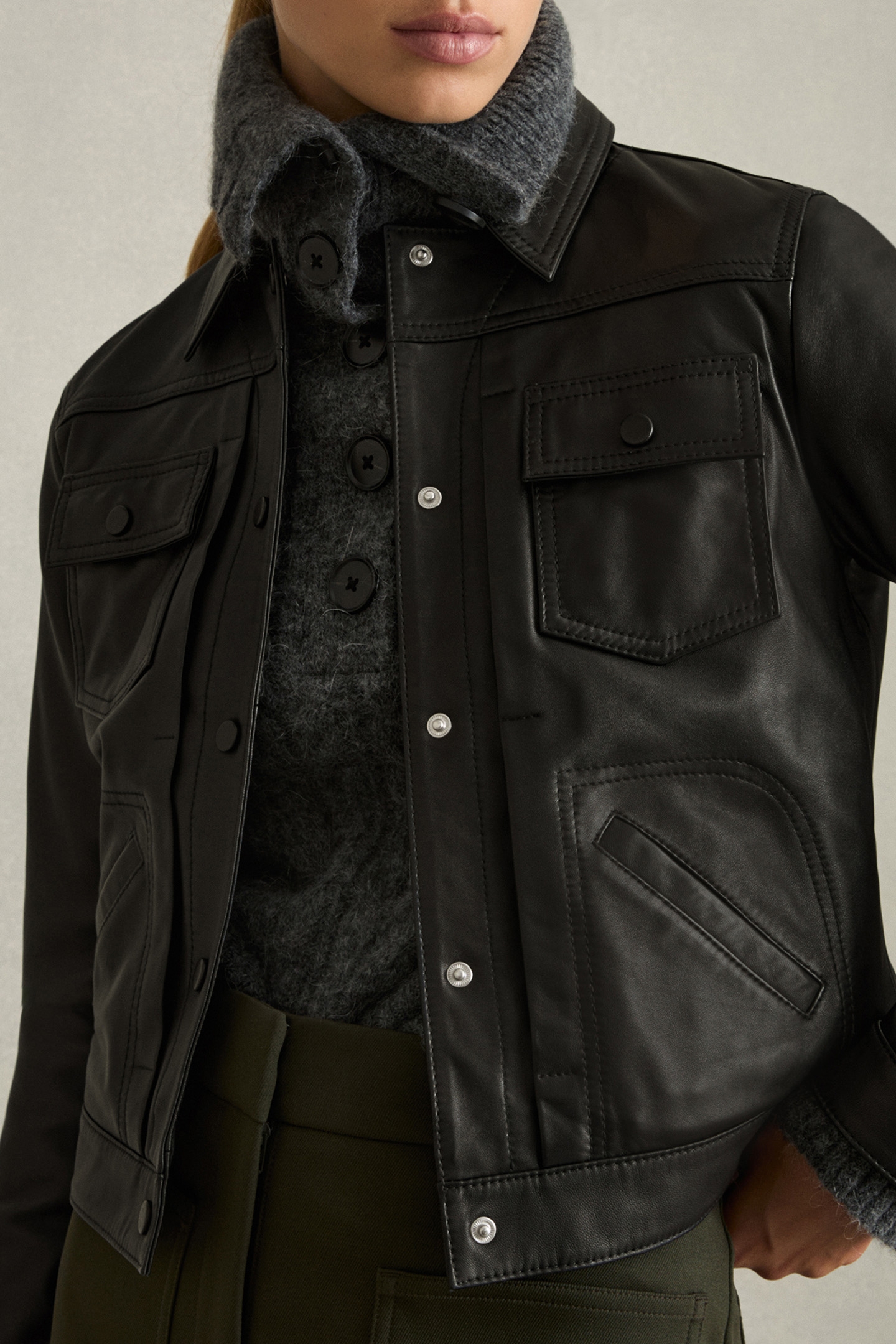 ELY LEATHER TRUCKER BLACK 4