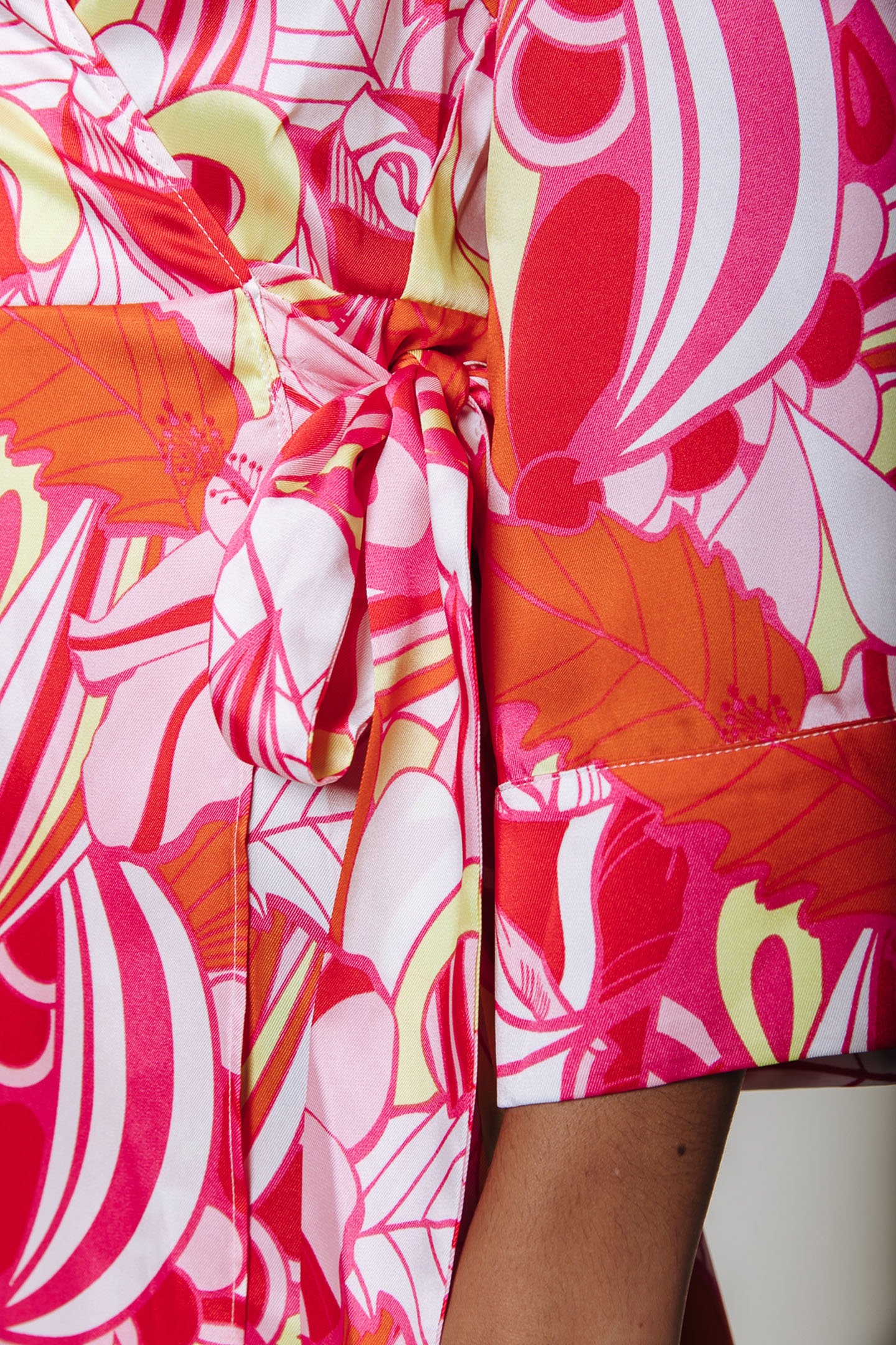 DUSTY BIG FLOWER REAL WRAP MINI DRESS MULTICOLOR 4