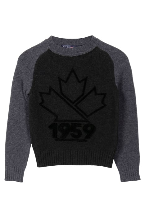 TRICOLORE PULLOVER WITH RAGLAN SLEEVES IN GREY 1