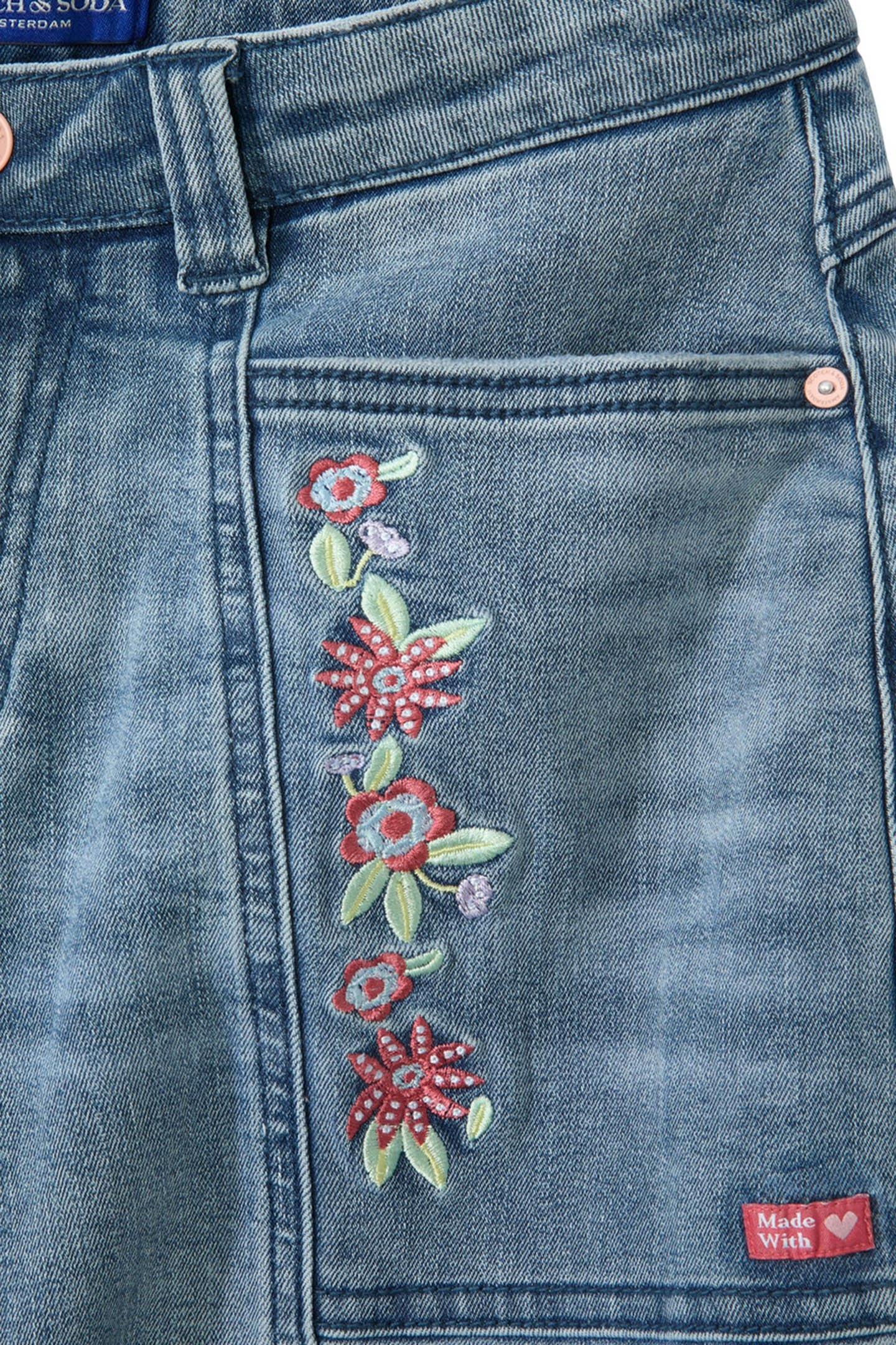 GIRLS STRETCH SLUB DENIM JEANS COASTAL BLUE 3