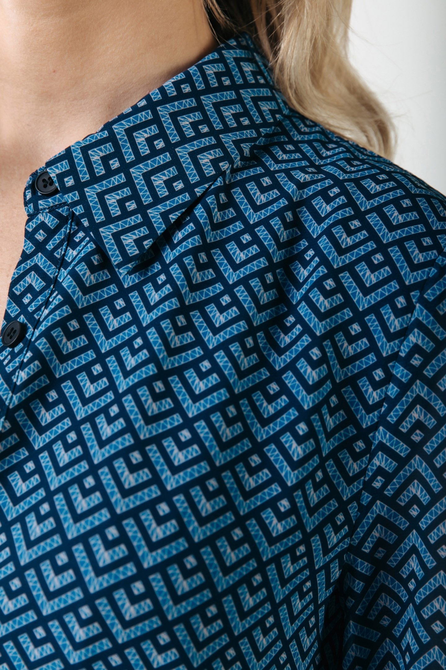 SACHA SMALL GEO SHIRT DRESS LS DARK PETROL 3