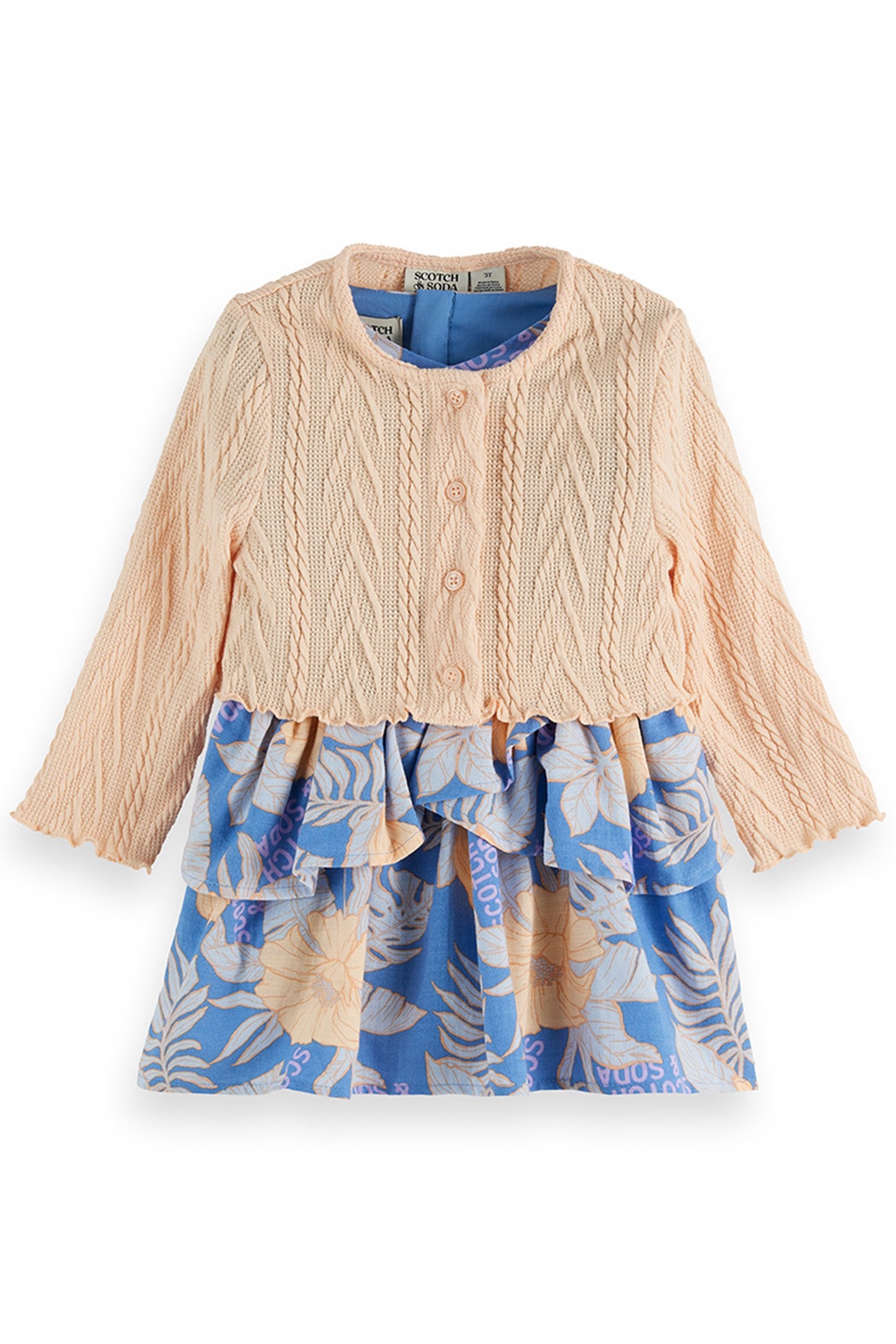 S&S BIG GIRLS 2PC DRESS & CARDIGAN SET BLUE/GREY 1